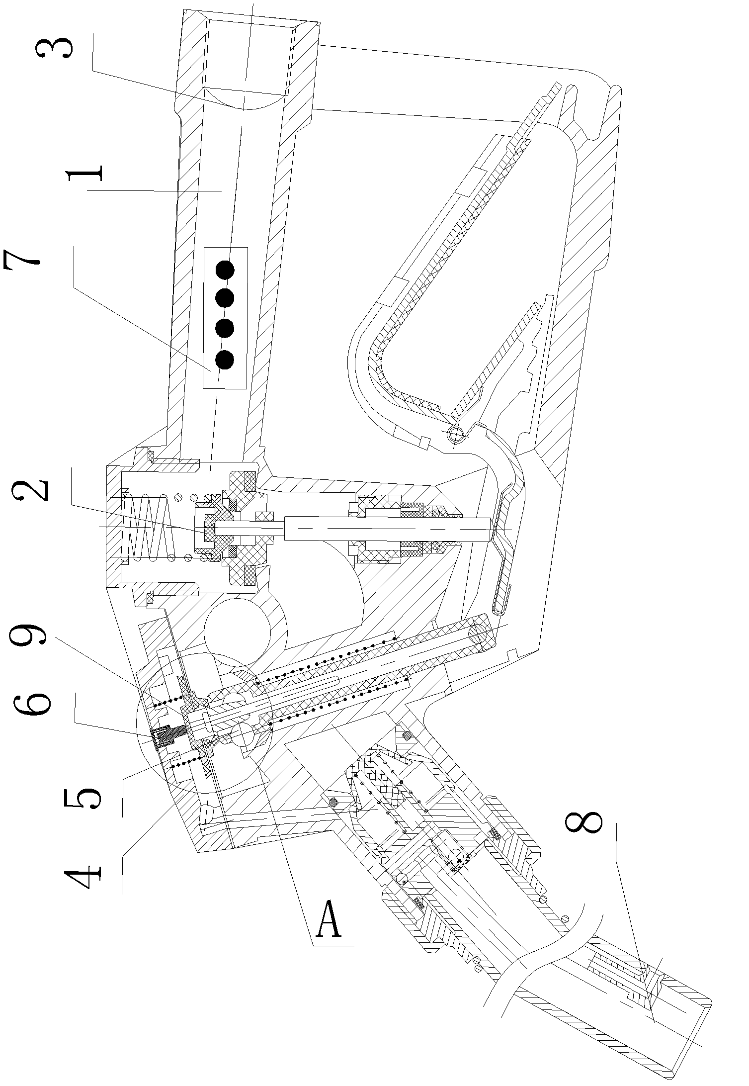 Self-sealing variable-frequency oil gun and control method thereof