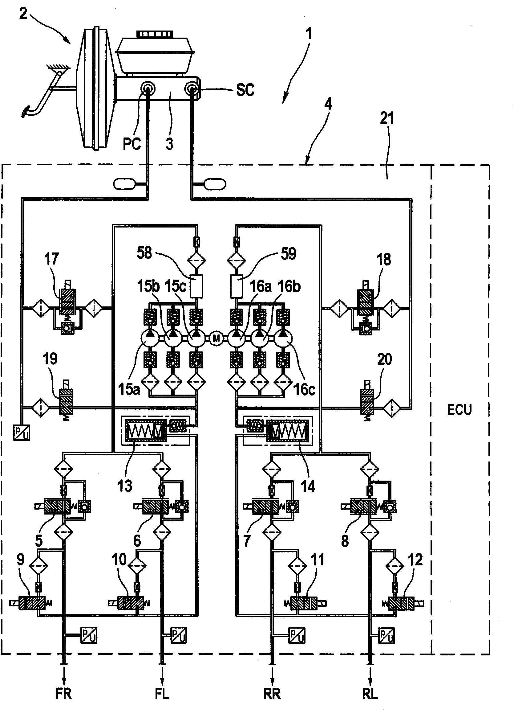 Hydraulic unit for slip-controlled braking systems