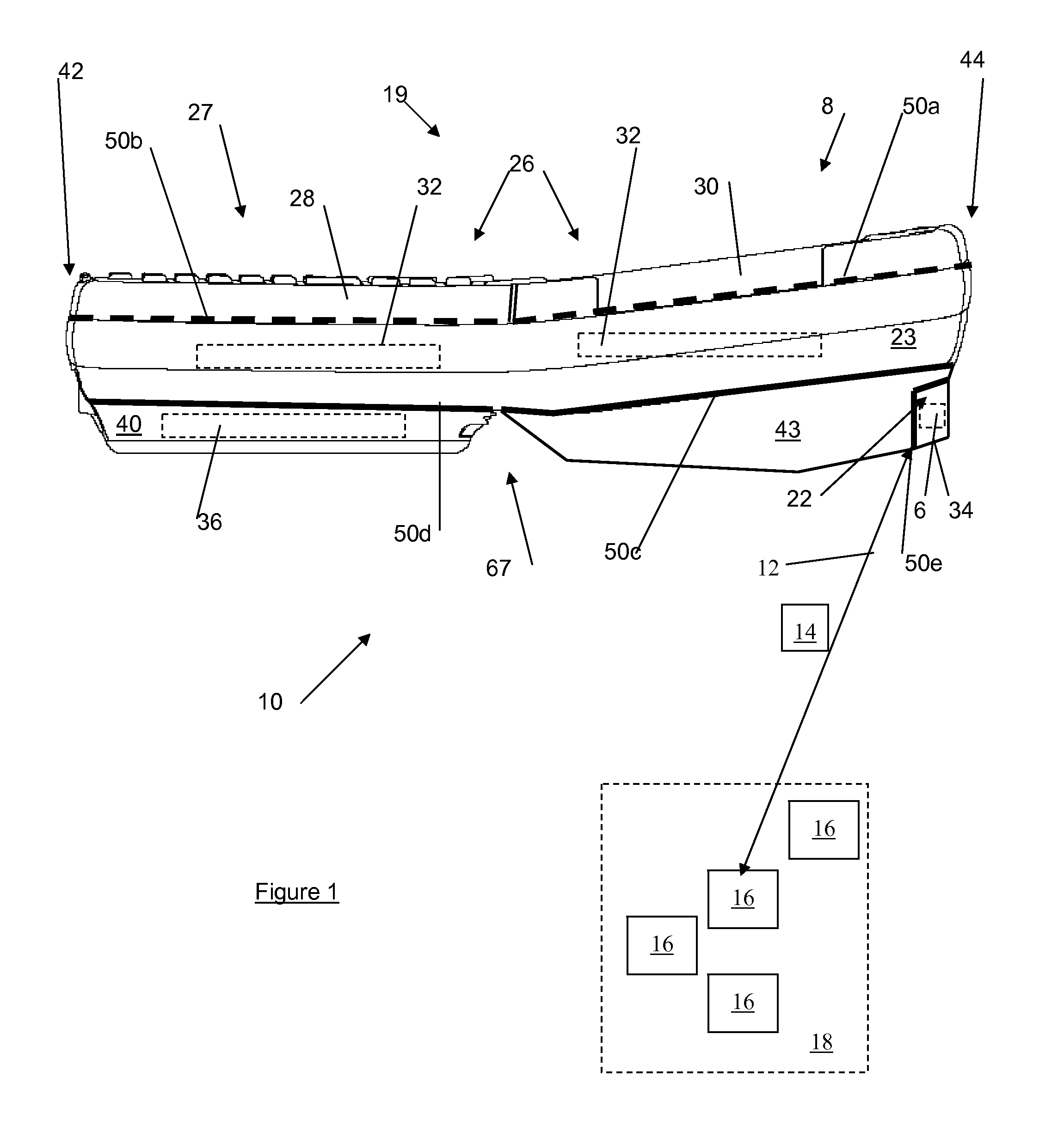 Housing of a portable terminal including an integral central frame as part of the housing surface