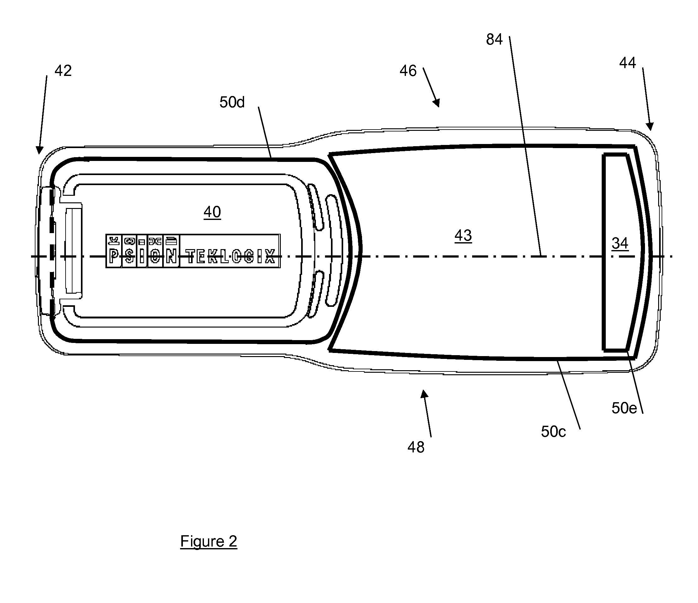 Housing of a portable terminal including an integral central frame as part of the housing surface