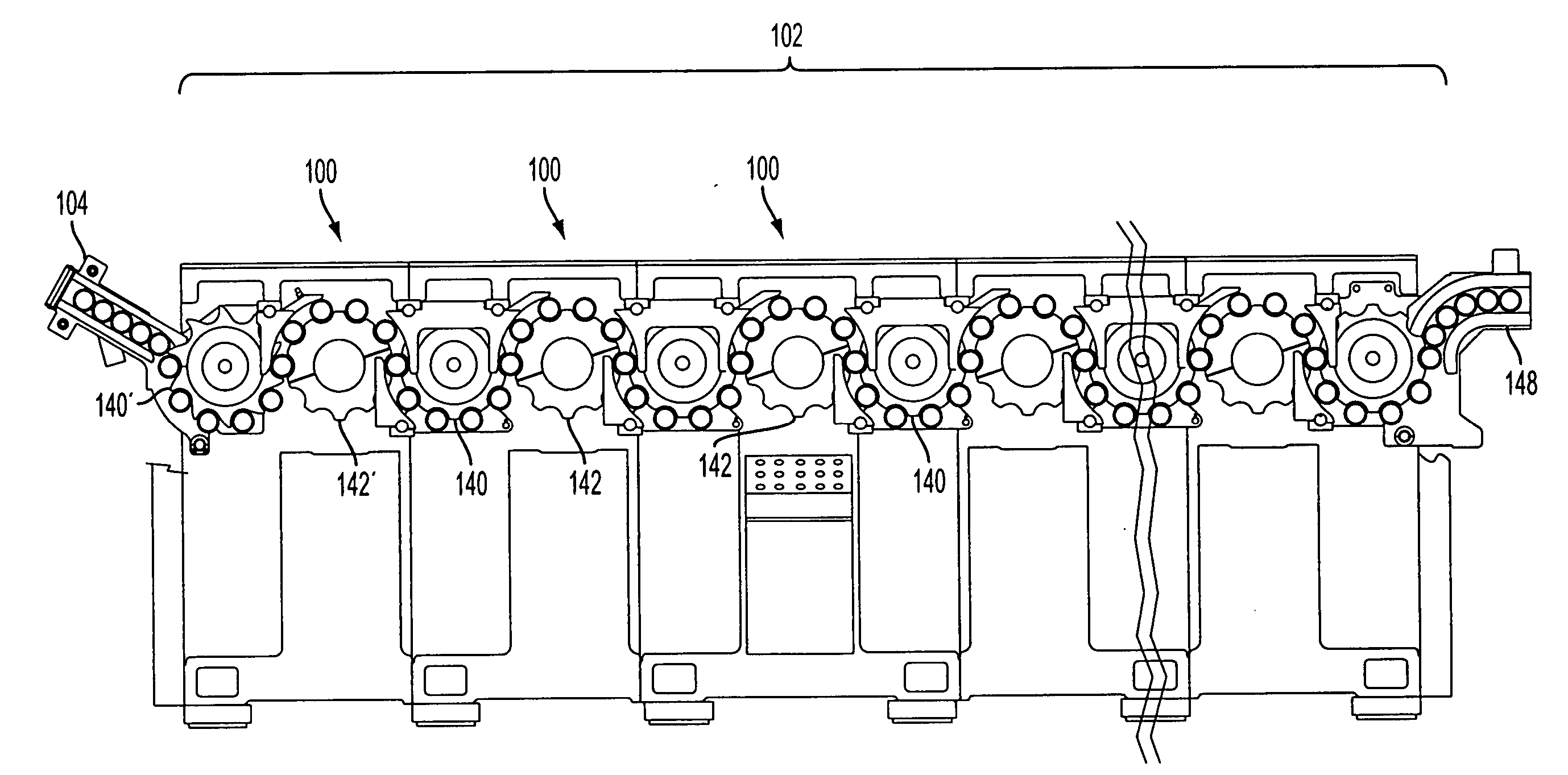 Quick change over apparatus for machine line