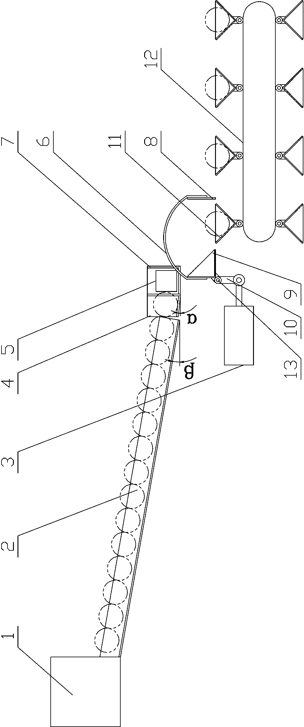 Feeding device for heat treatment of steel balls