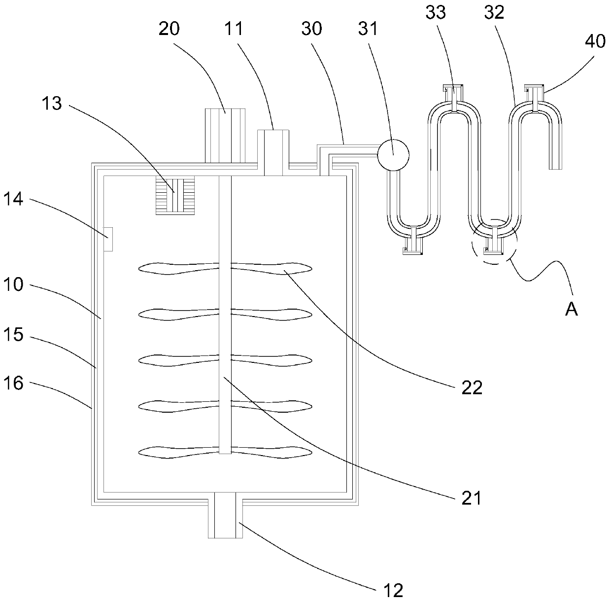 Modified asphalt mixing tank structure