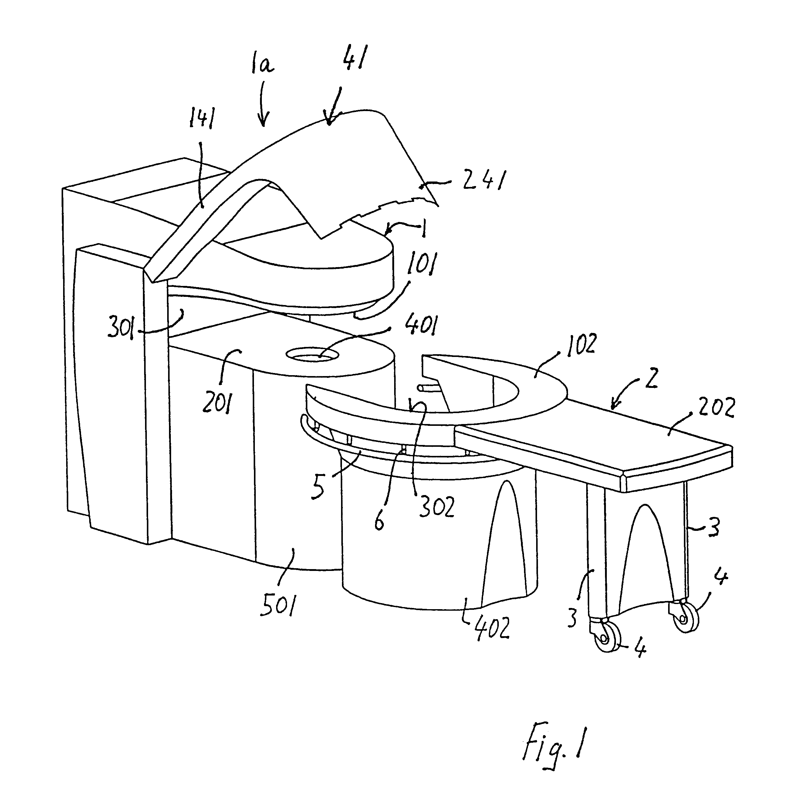 Patient table in combination with biomedical apparati like magnetic resonance imaging machine