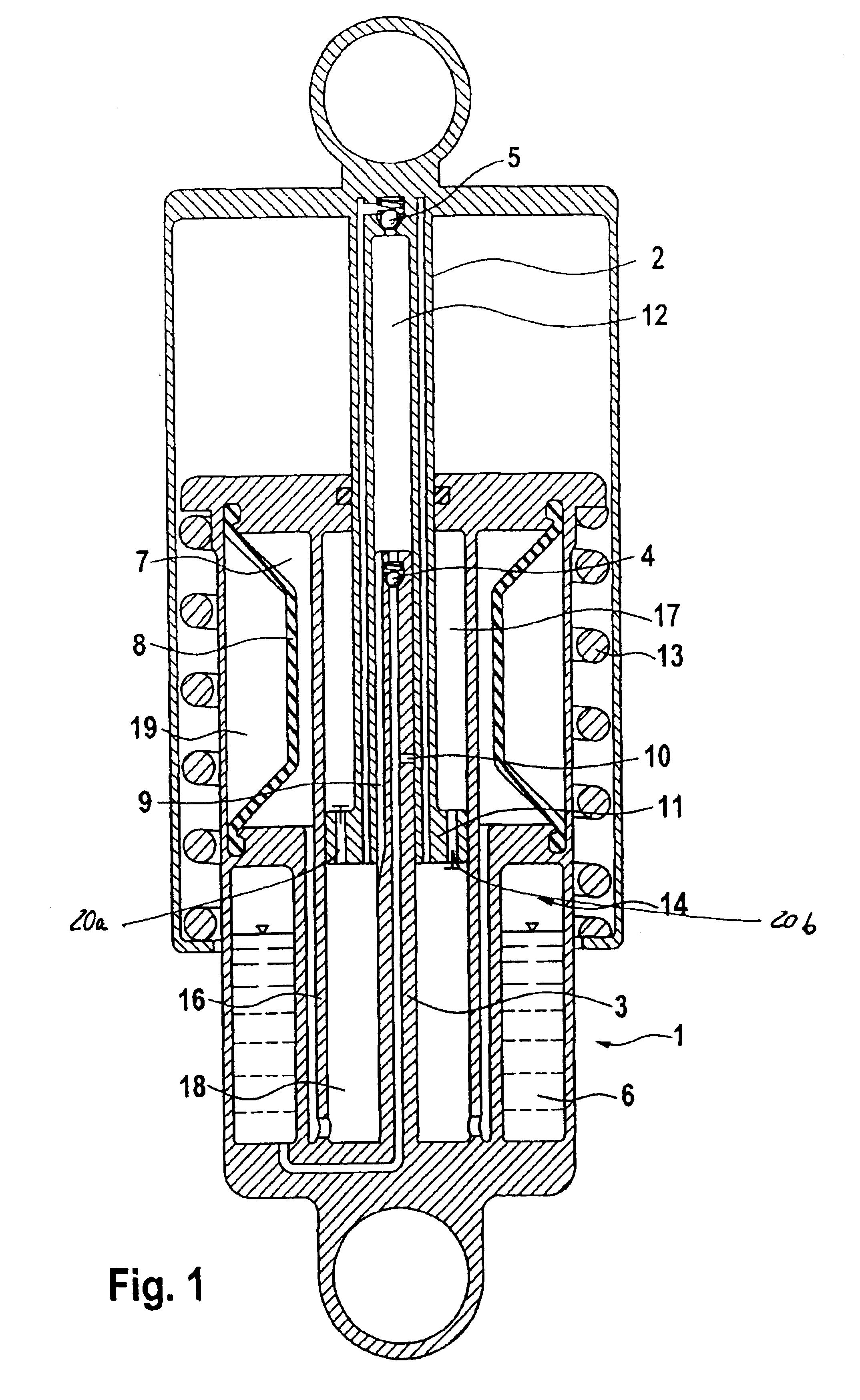 Self-pumping, hydropneumatic suspension strut unit