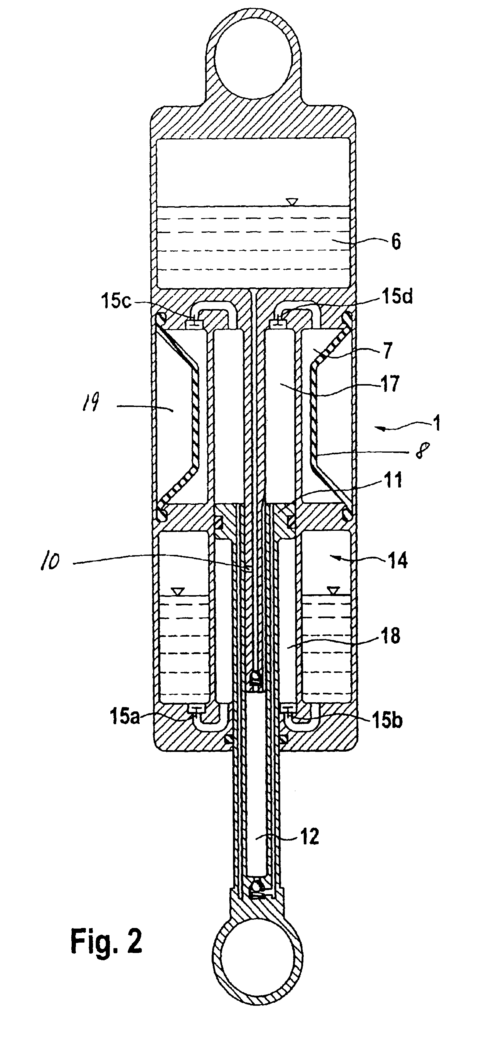 Self-pumping, hydropneumatic suspension strut unit