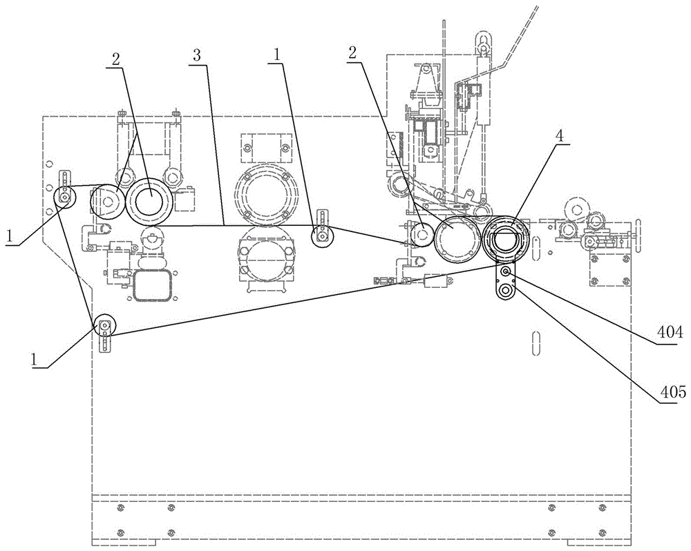 Automatic paper threading device at the operating side of the reel