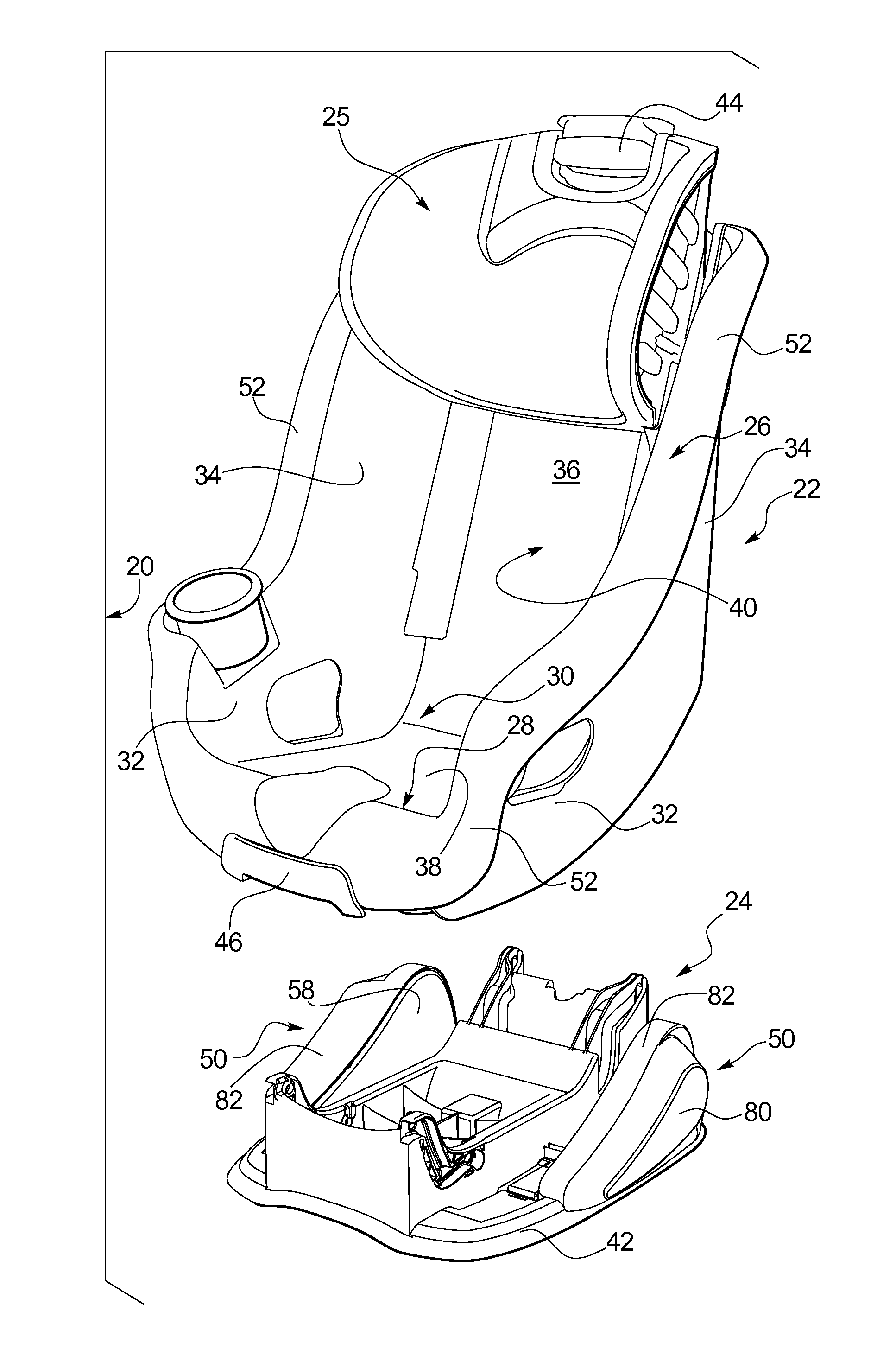 Child safety seat with side impact energy redirection