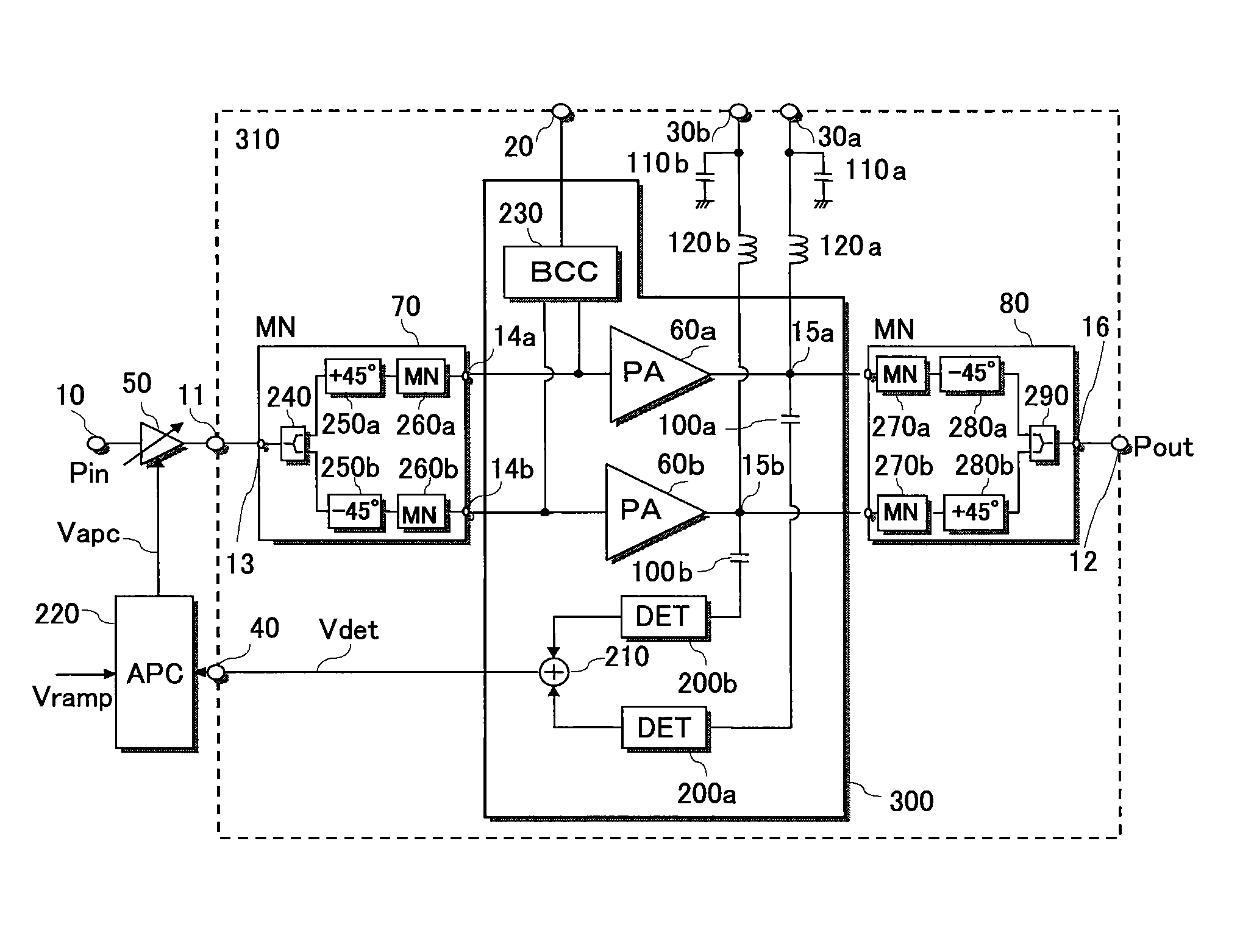 RF power amplifying device and wireless communication terminal device