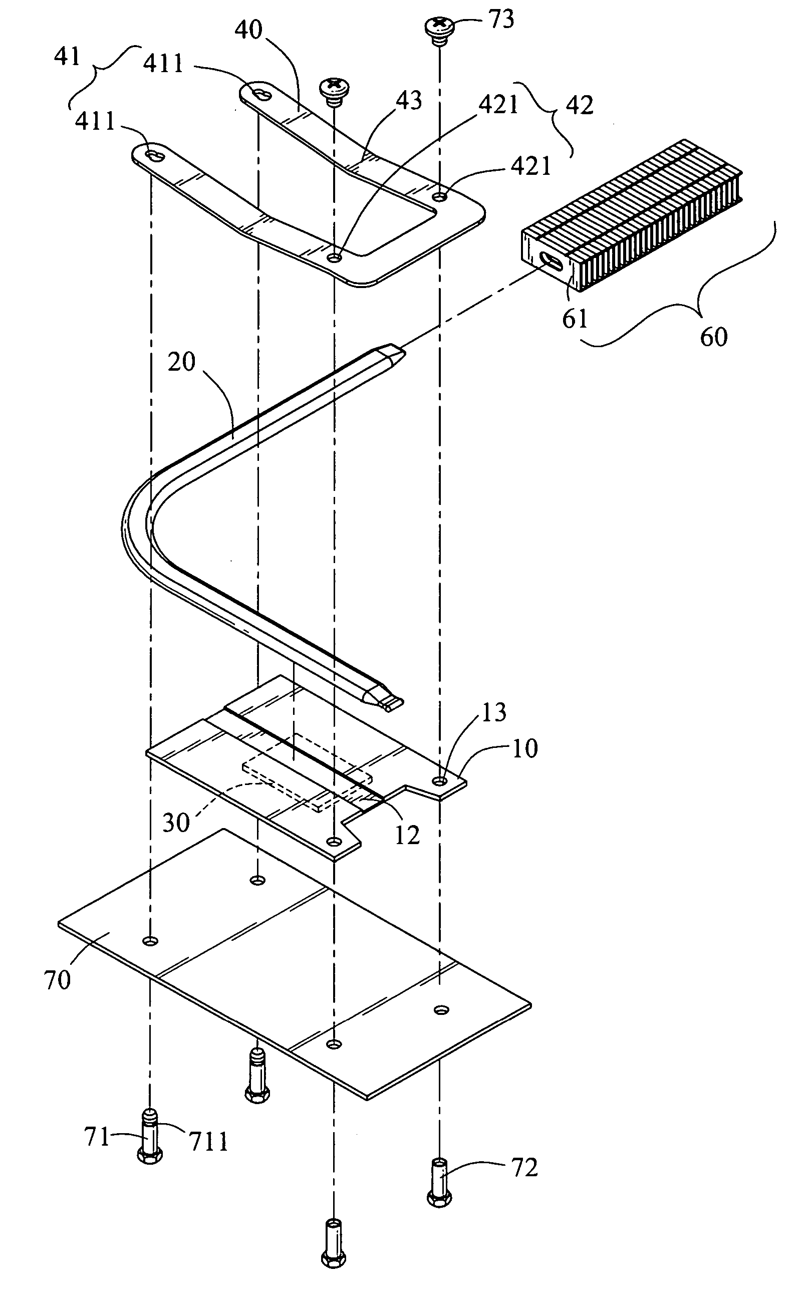 Heatsink module of heat-generating electronic elements on circuit board