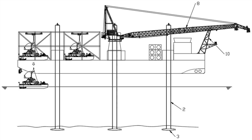 Self-elevating offshore wind power operation and maintenance mother ship