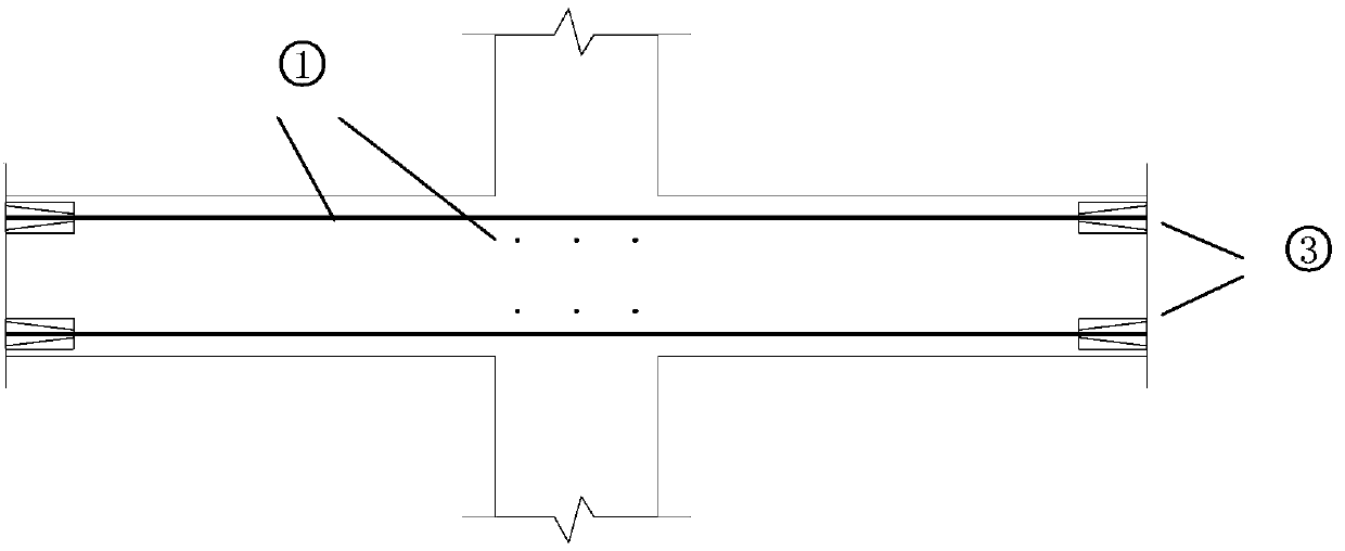 Pre-stress carbon-fiber deformed steel bar strengthening structure for refrigeration storage structure nodes and method for producing strengthening structure