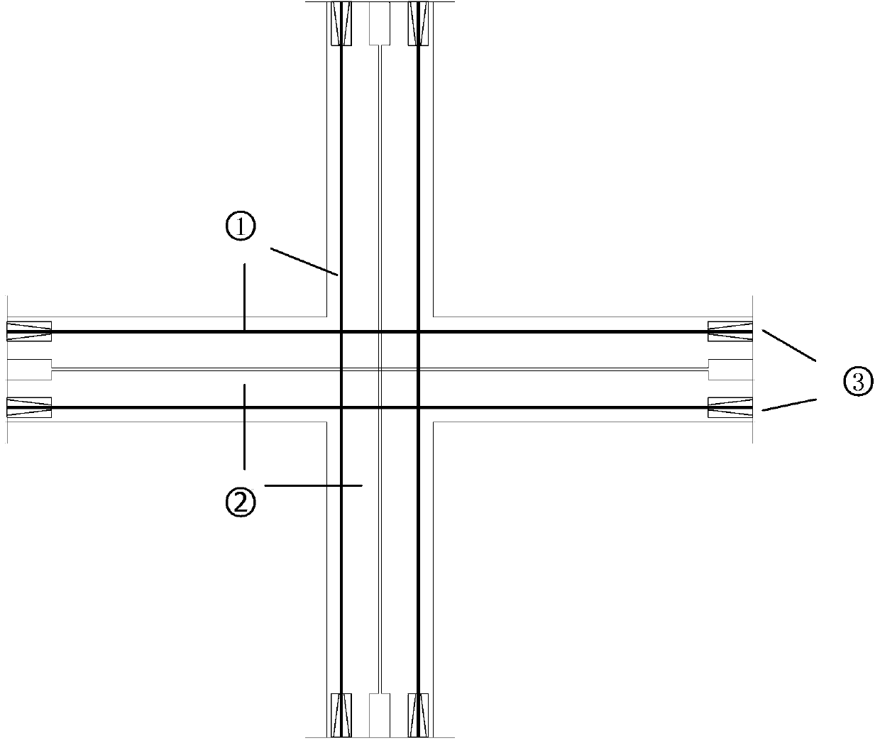 Pre-stress carbon-fiber deformed steel bar strengthening structure for refrigeration storage structure nodes and method for producing strengthening structure