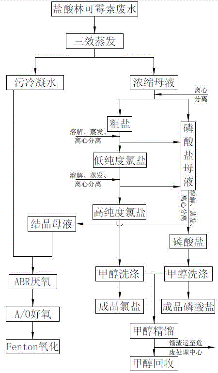 Integrated treatment process for clindamycin hydrochloride production wastewater