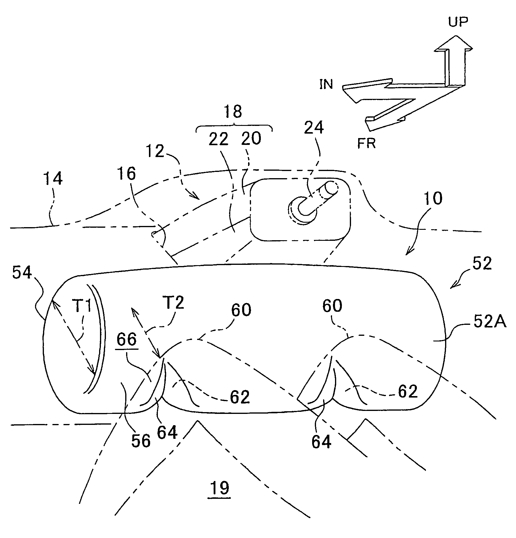 Knee airbag device for vehicle