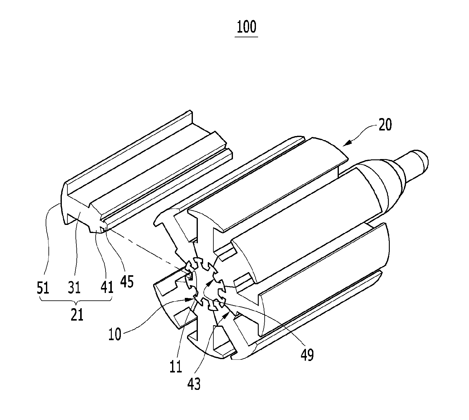 Rotor structure of drive motor