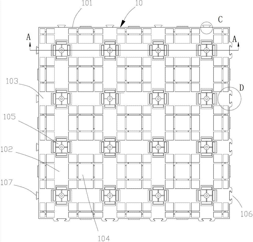 Lower floor board of system without screws