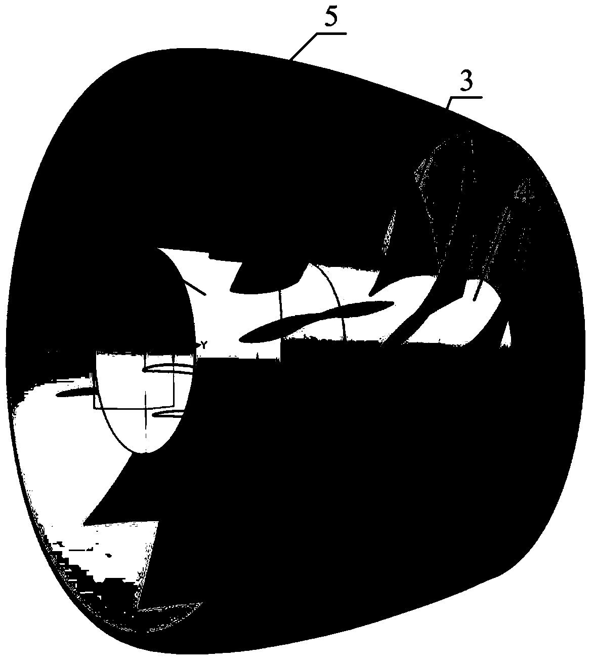 Hydraulic model and design method of a pump-jet propeller with asymmetric circumferential arrangement of front stator