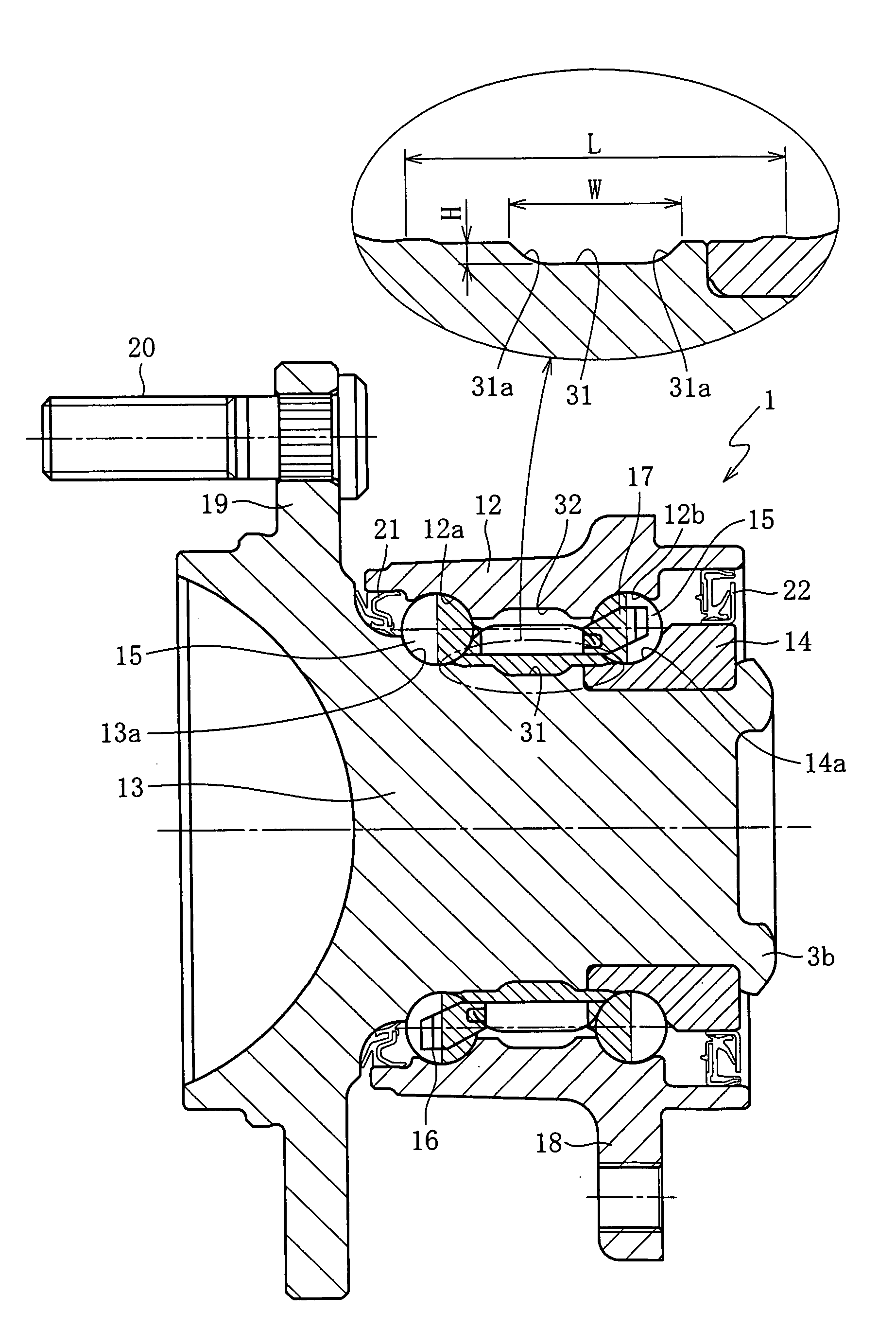 Wheel axle bearing unit