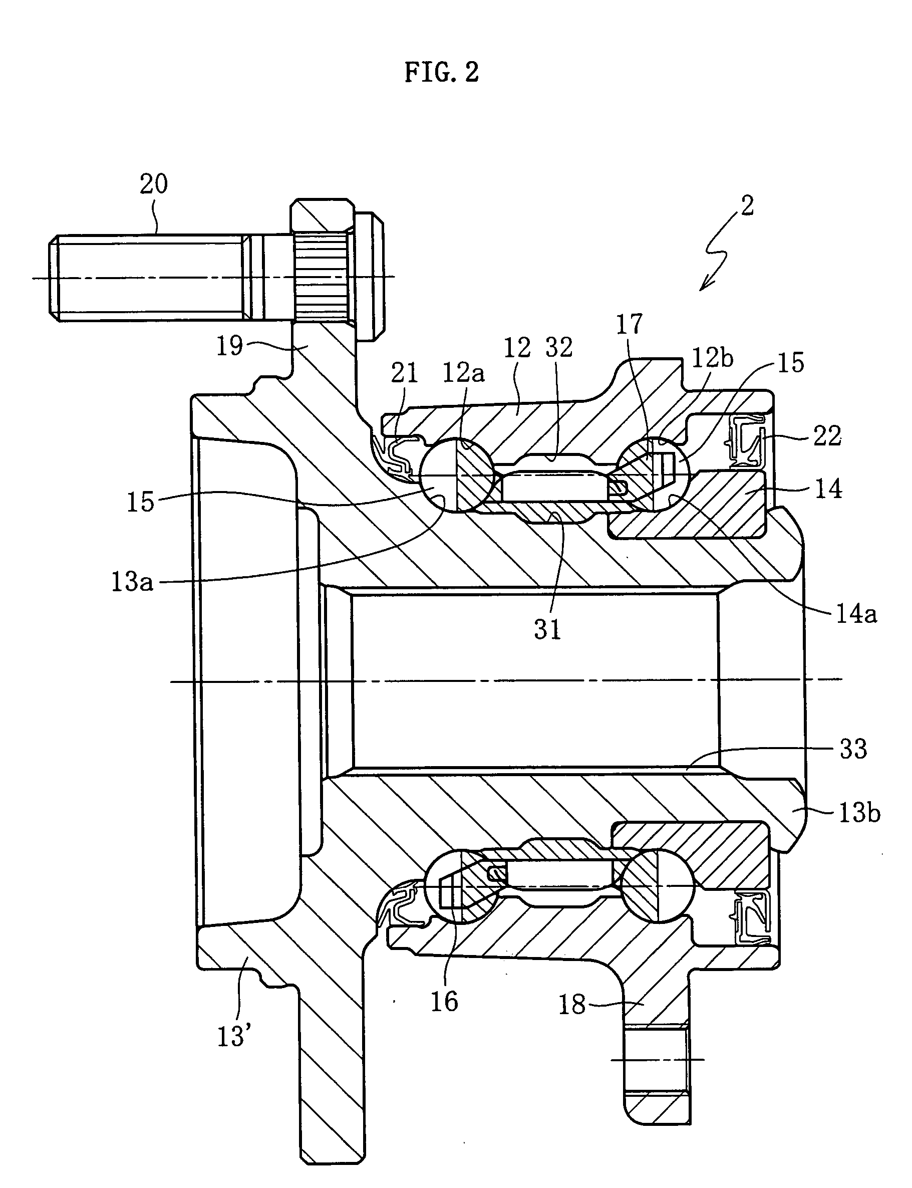 Wheel axle bearing unit