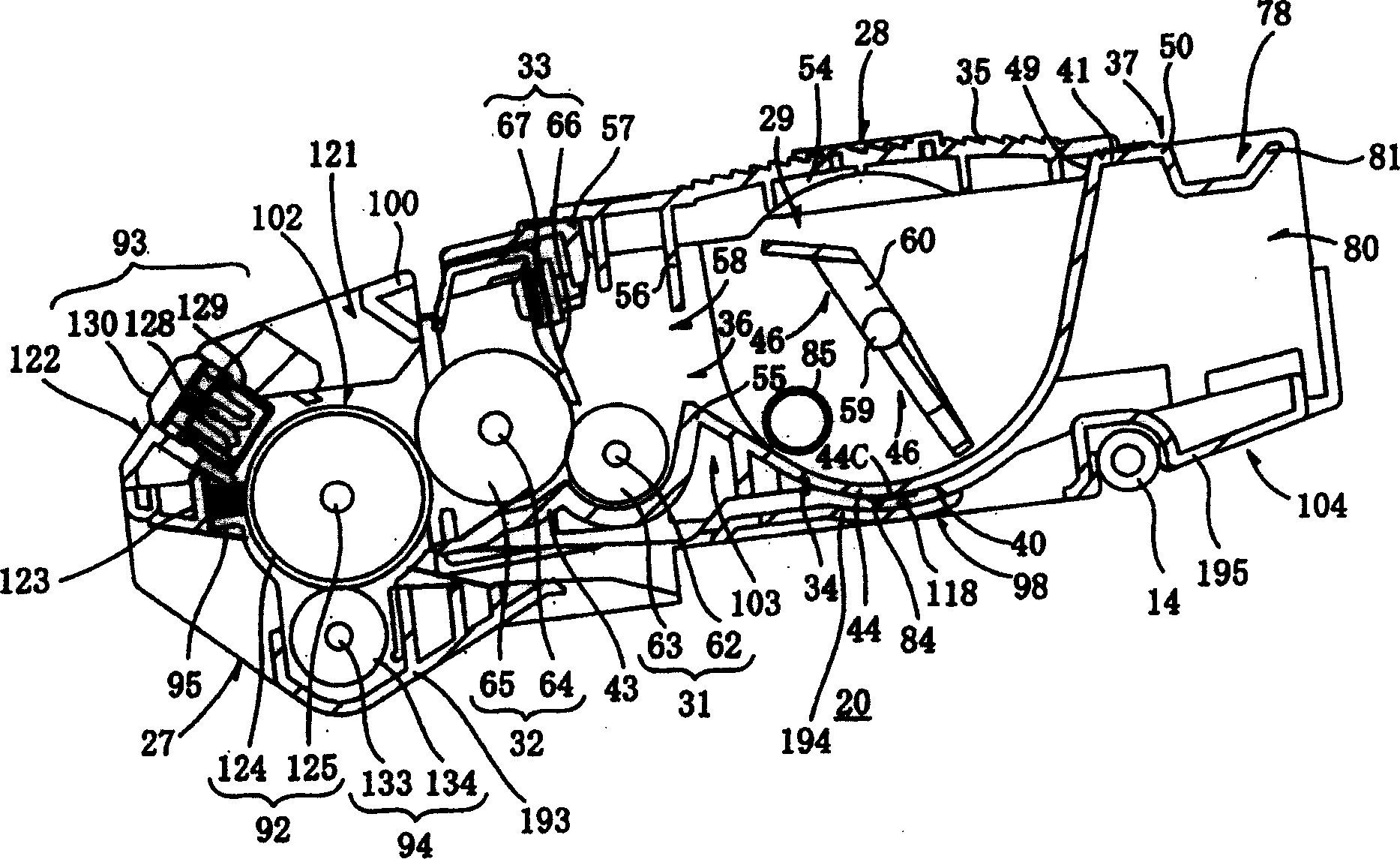 Photosensitive member cartridge, developer cartridge and process cartridge having handle interlocking elements