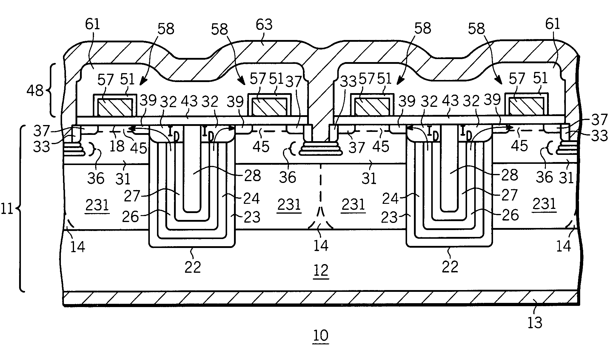 Semiconductor device having trench charge compensation regions and method