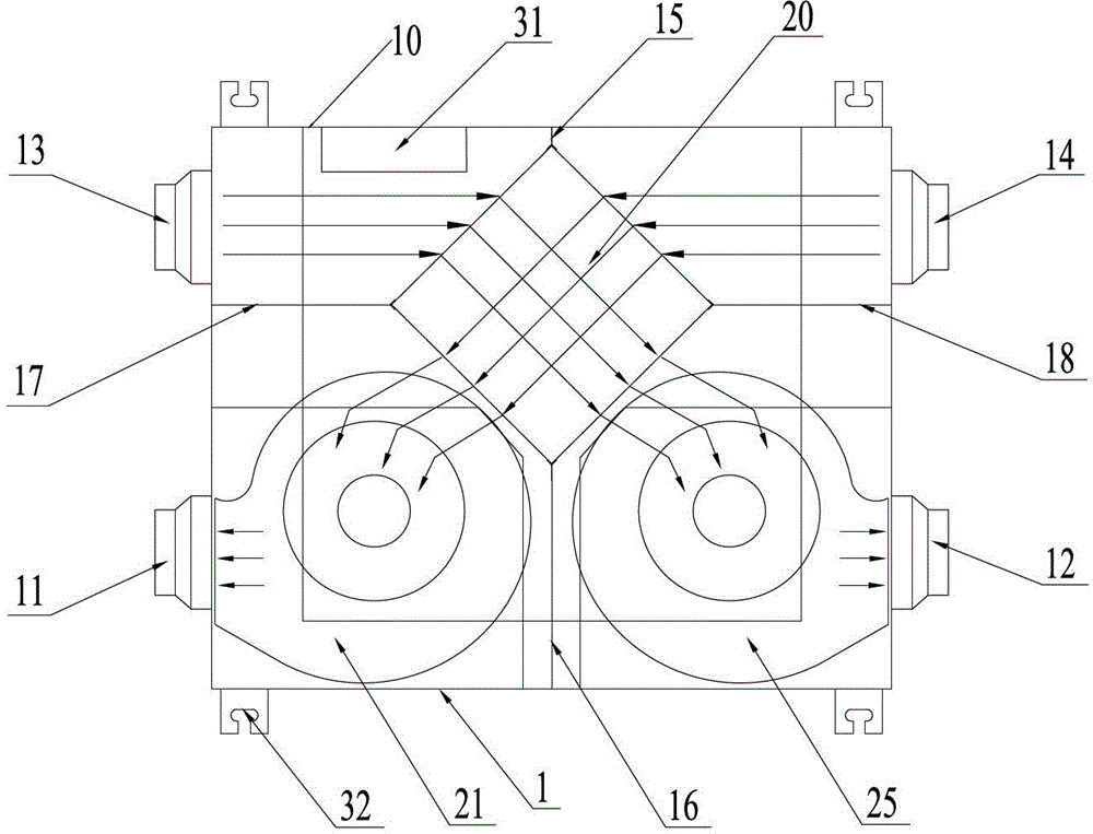 Thin heat exchange type air interchanger