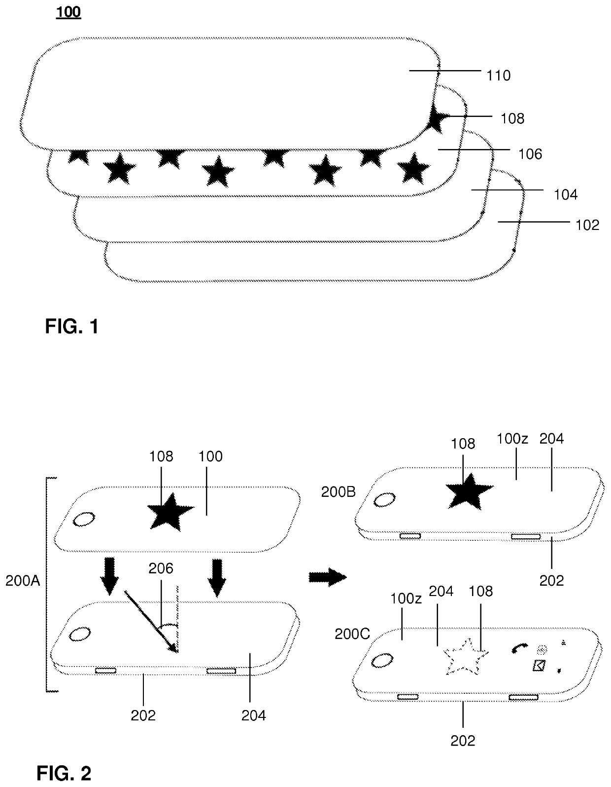 Layered structure with embedded graphical pattern