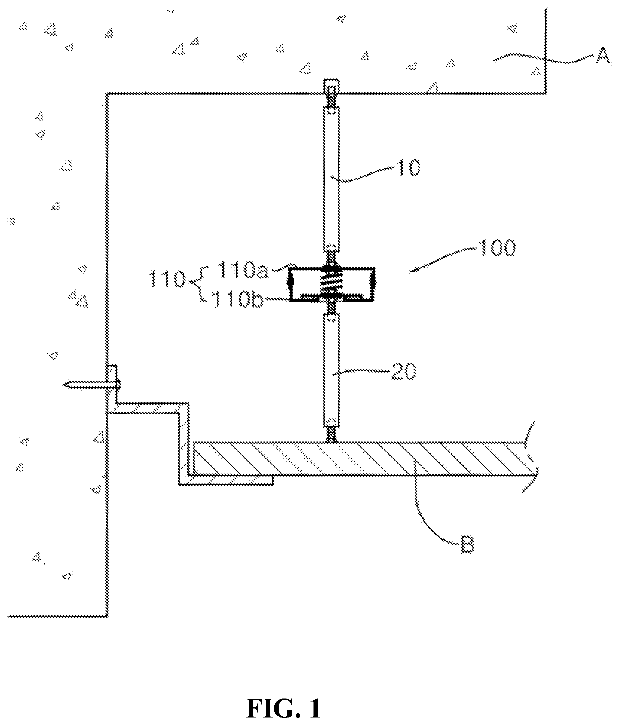 Ceiling type seismic impact buffer unit