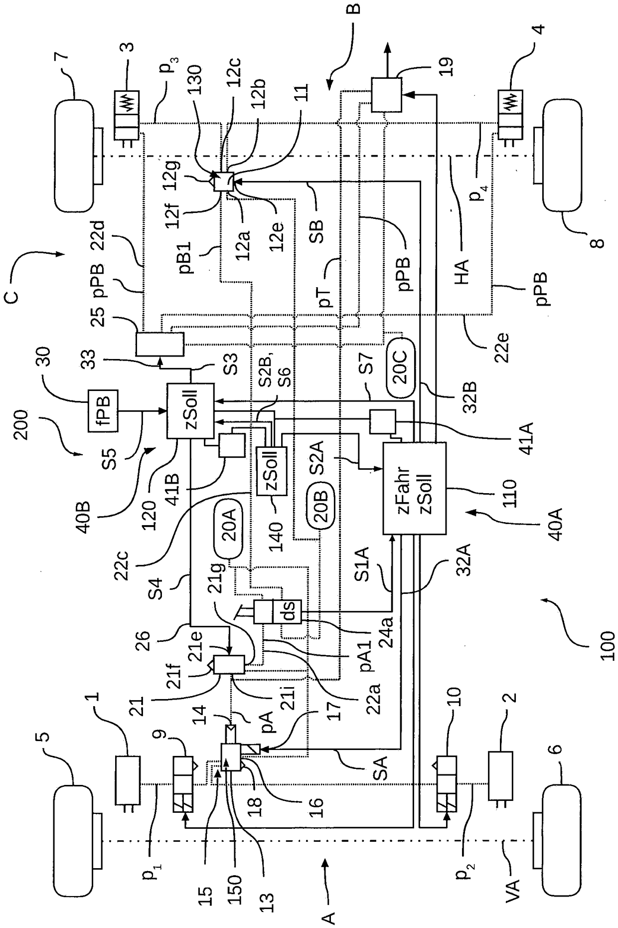 Electronically controllable pneumatic brake system in a utility vehicle and method for electronically controlling a pneumatic brake system