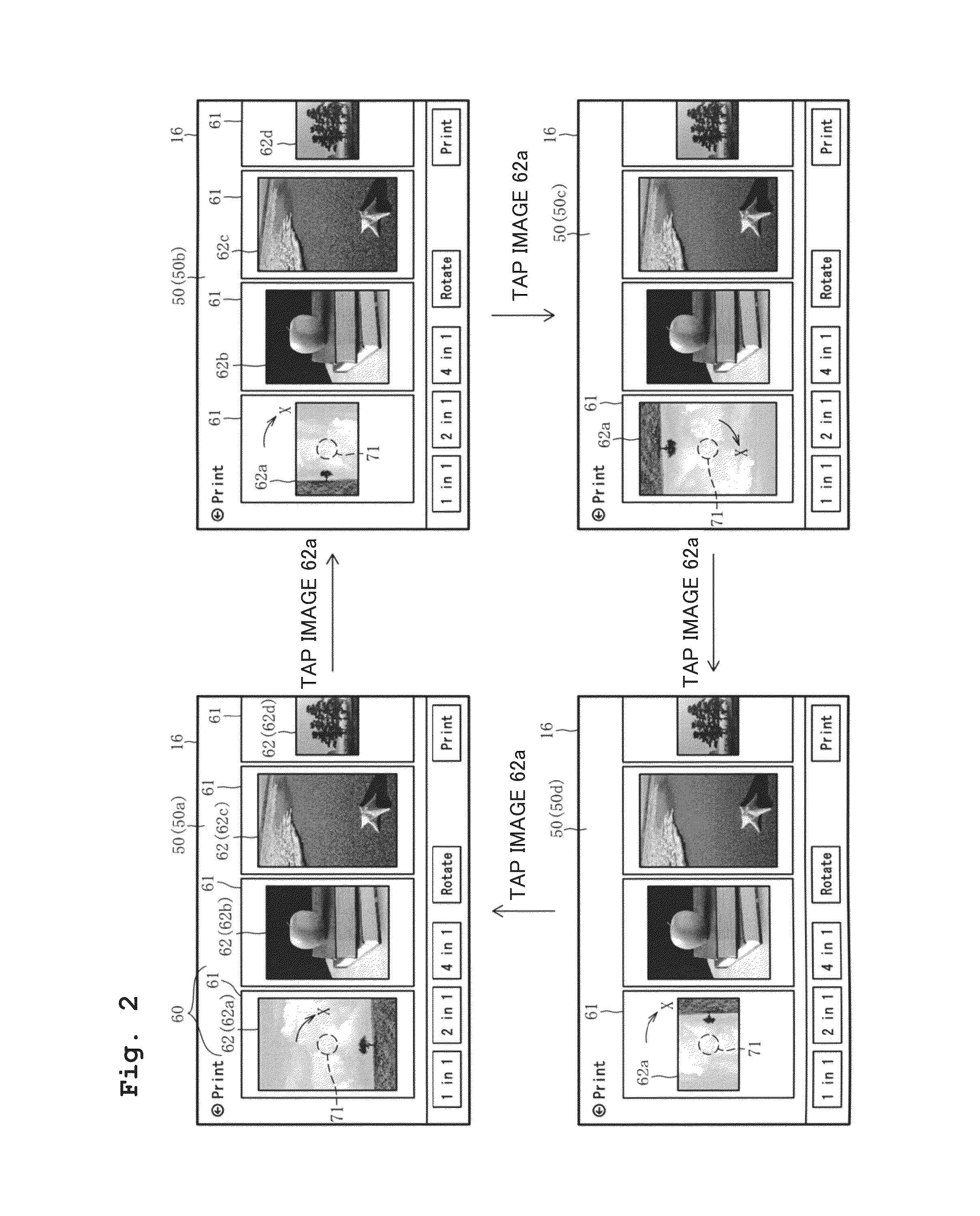 Computer-readable medium storing image processing program and image processing apparatus for improving the operability of image arrangement in a print preview screen