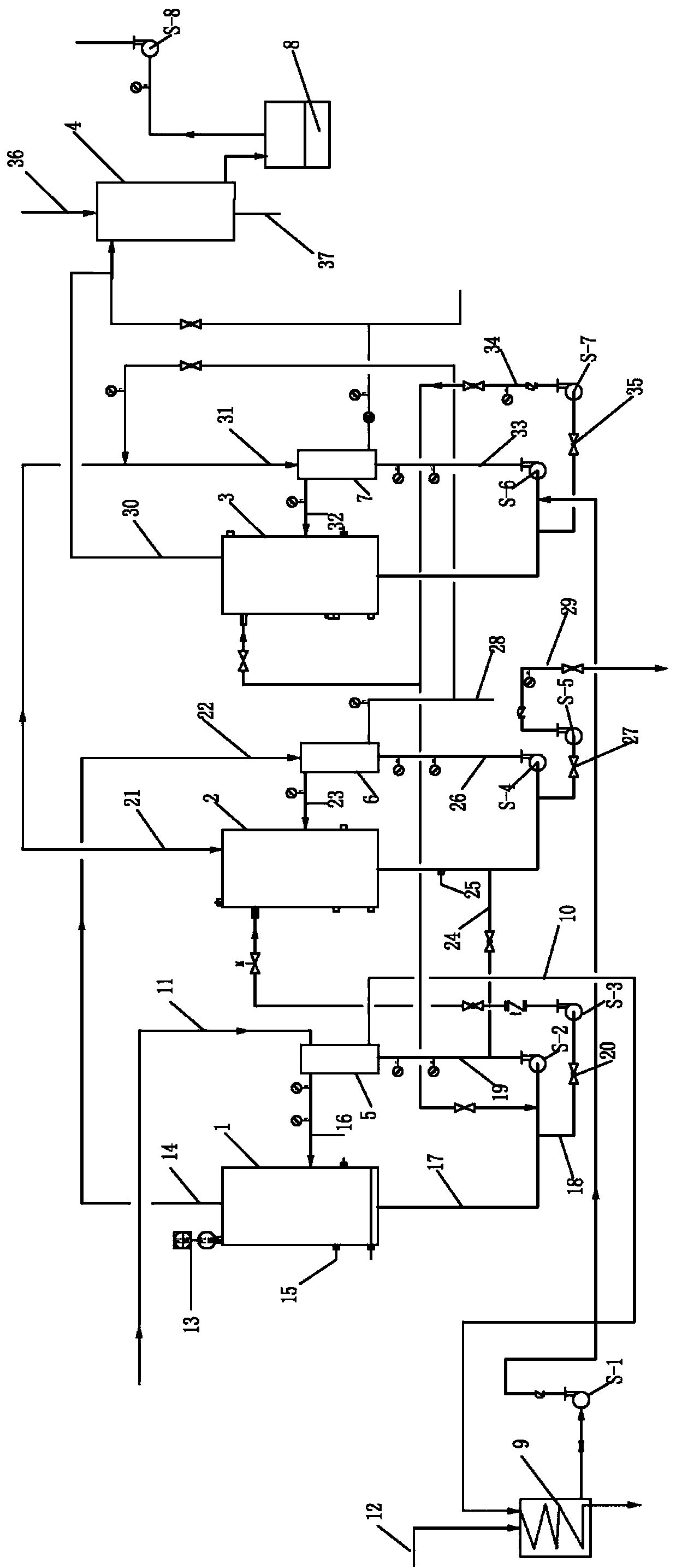 Three-effect vacuum evaporation system for improving evaporation efficiency of copper sulfate