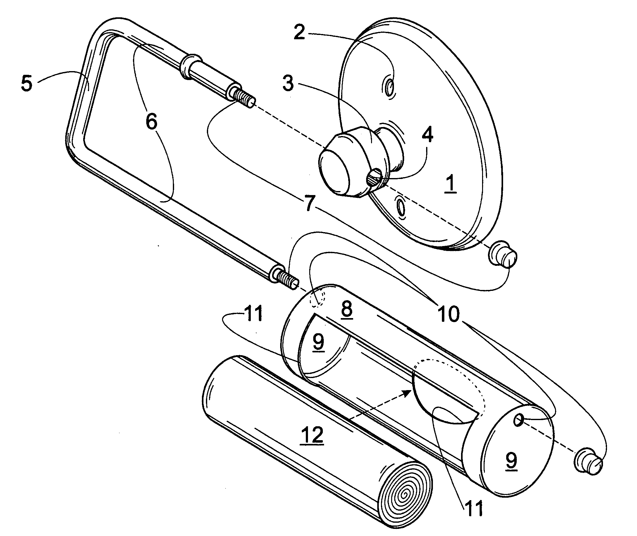 Suspended toilet tissue roll holder with auxiliary toilet tissue