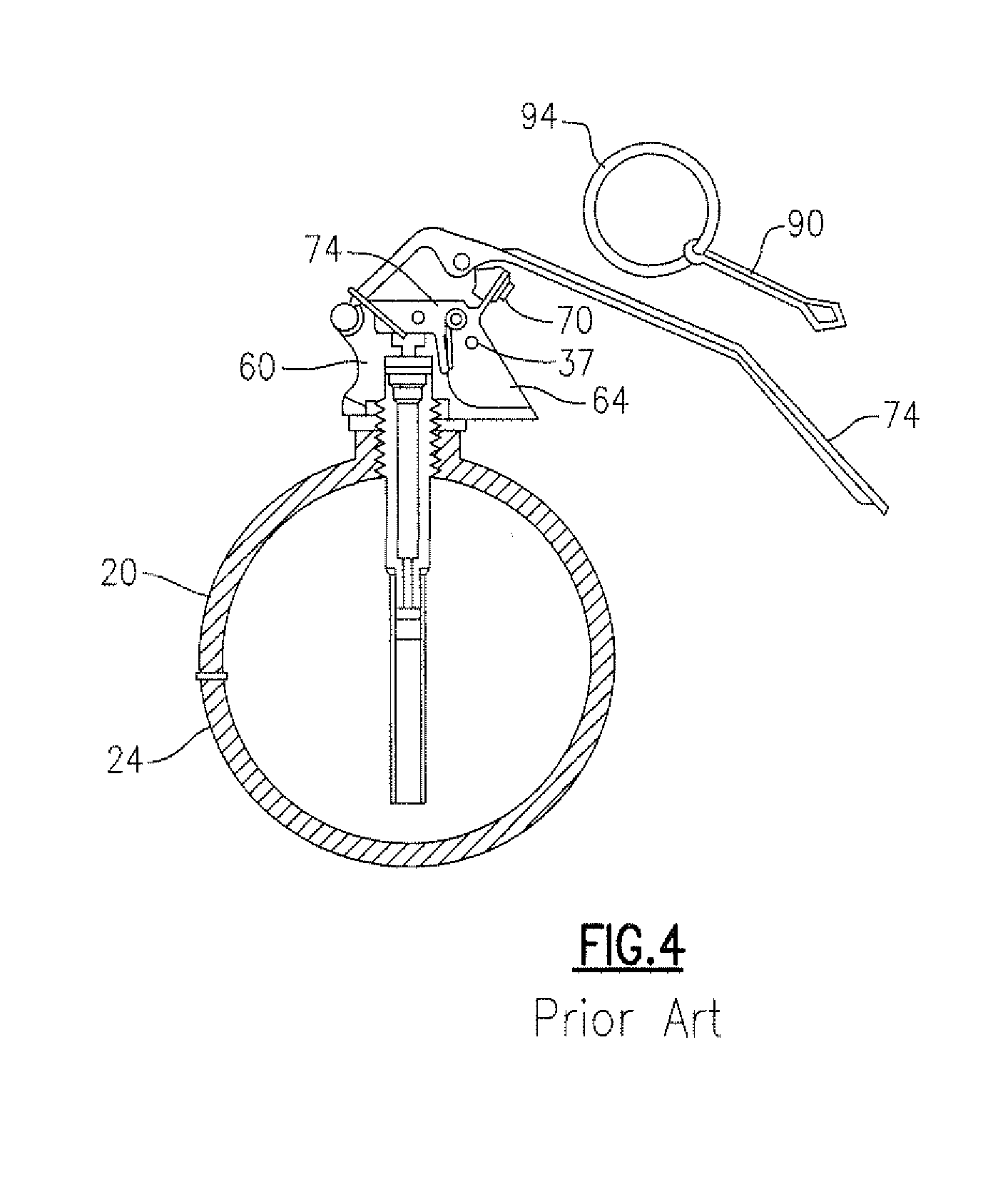 Grenade having safety lever with integrated firing pin retaining clip