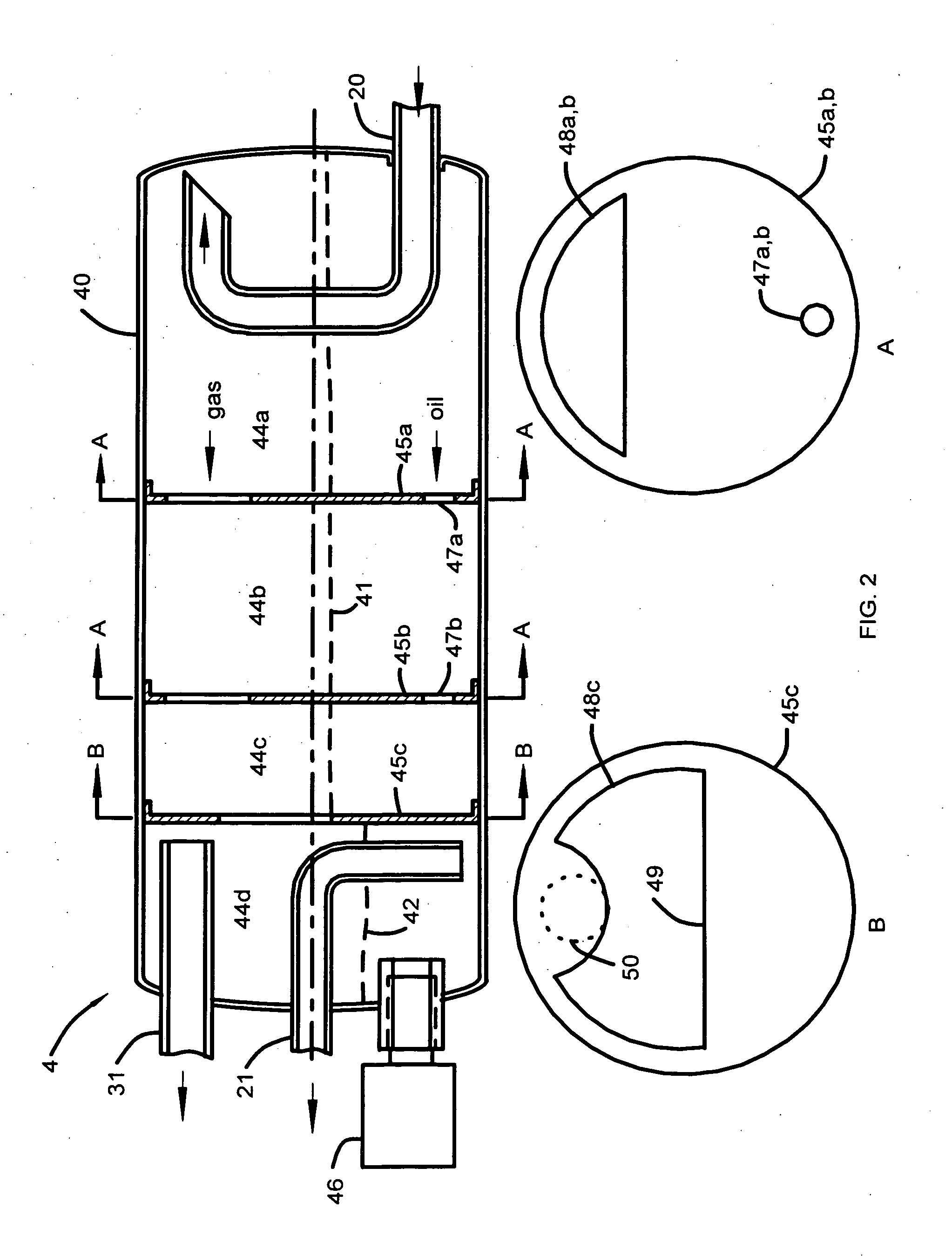 Horizontal bulk oil separator