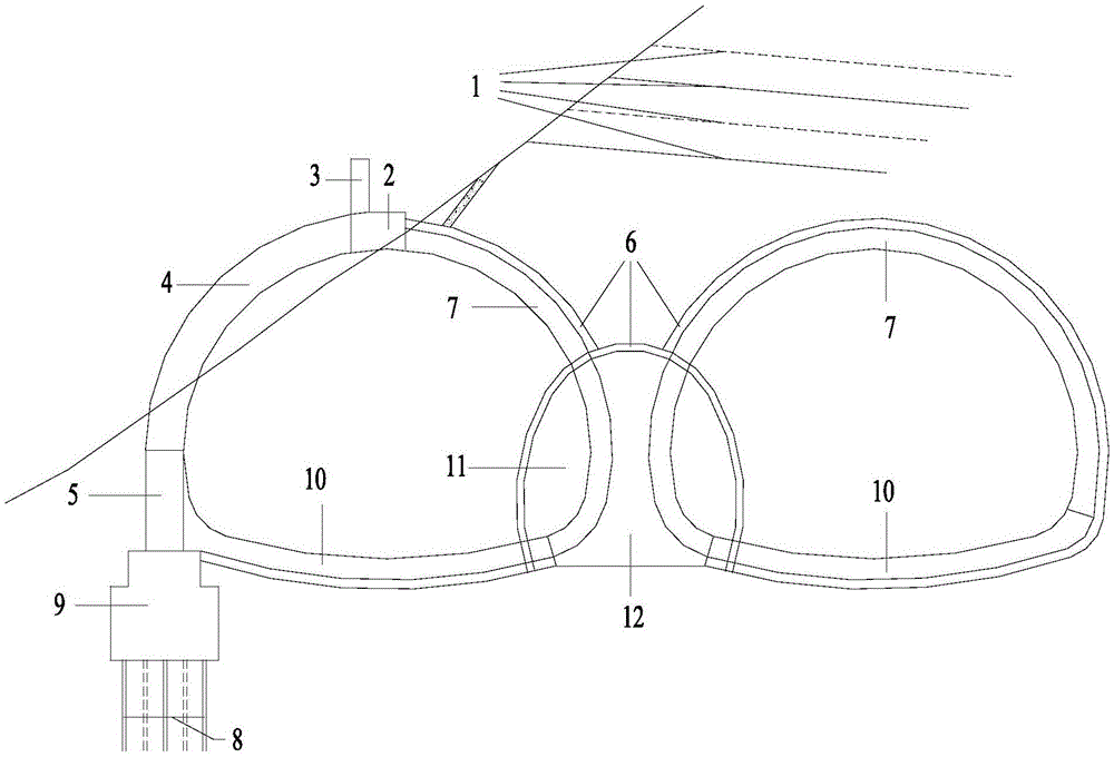 Construction method for permeable ribbed multiple-arch tunnel