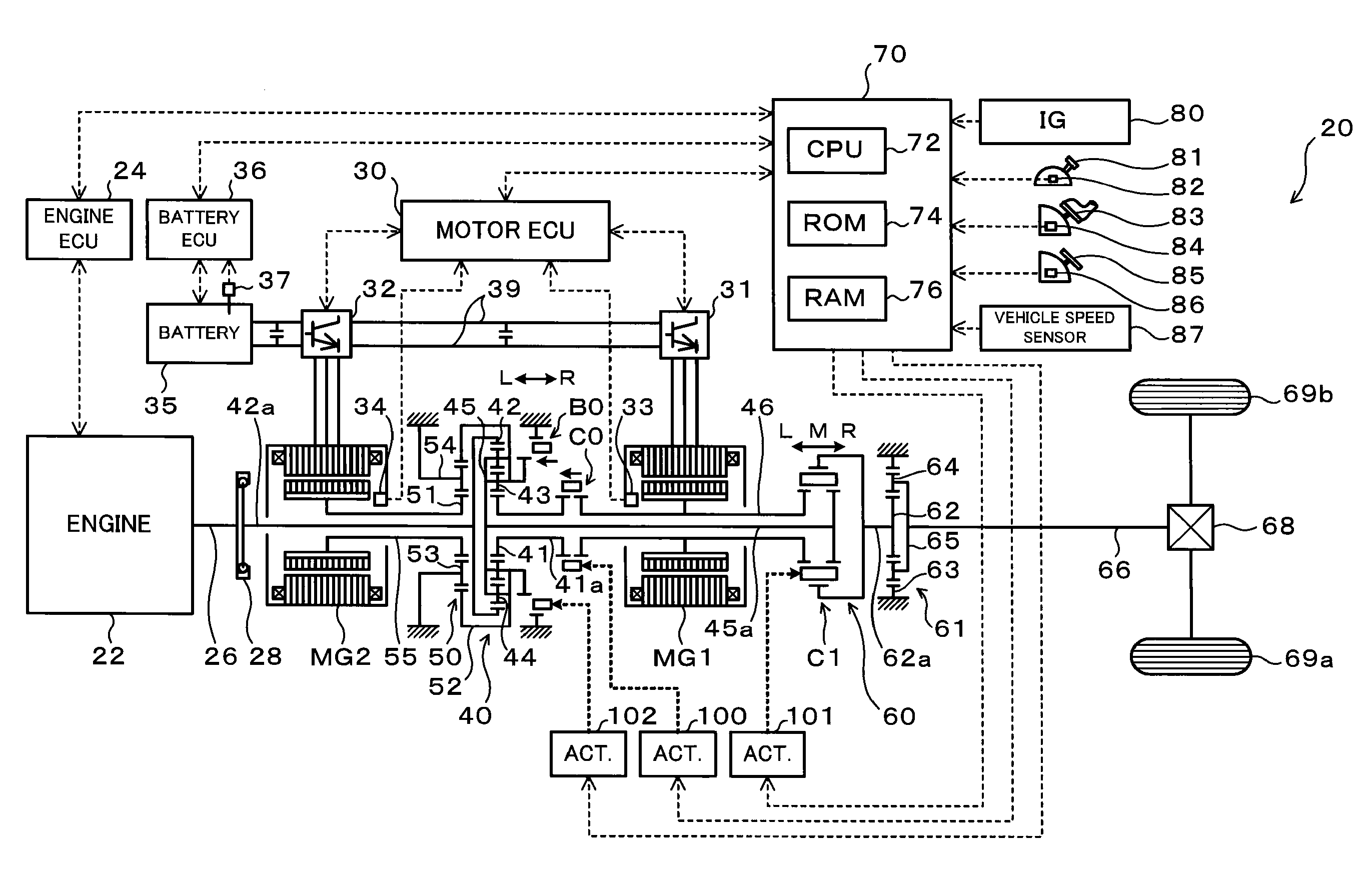 Power output apparatus and hybrid vehicle