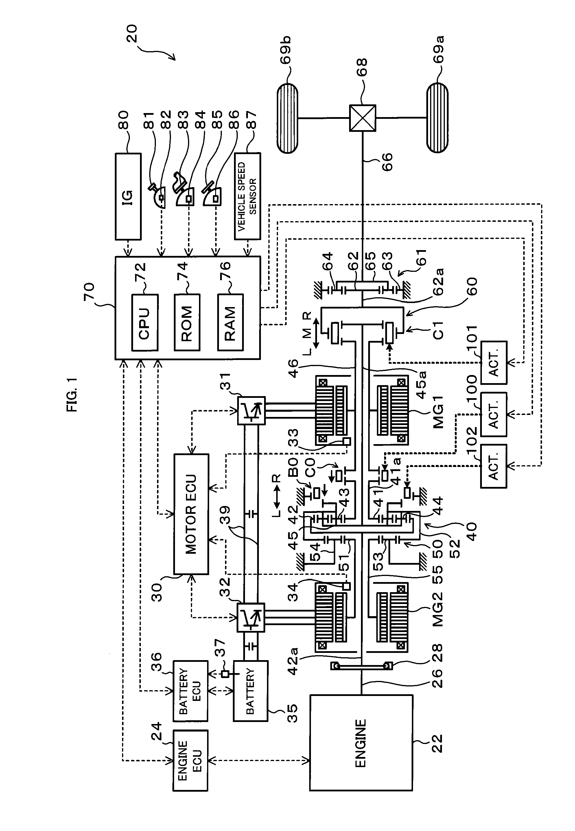 Power output apparatus and hybrid vehicle