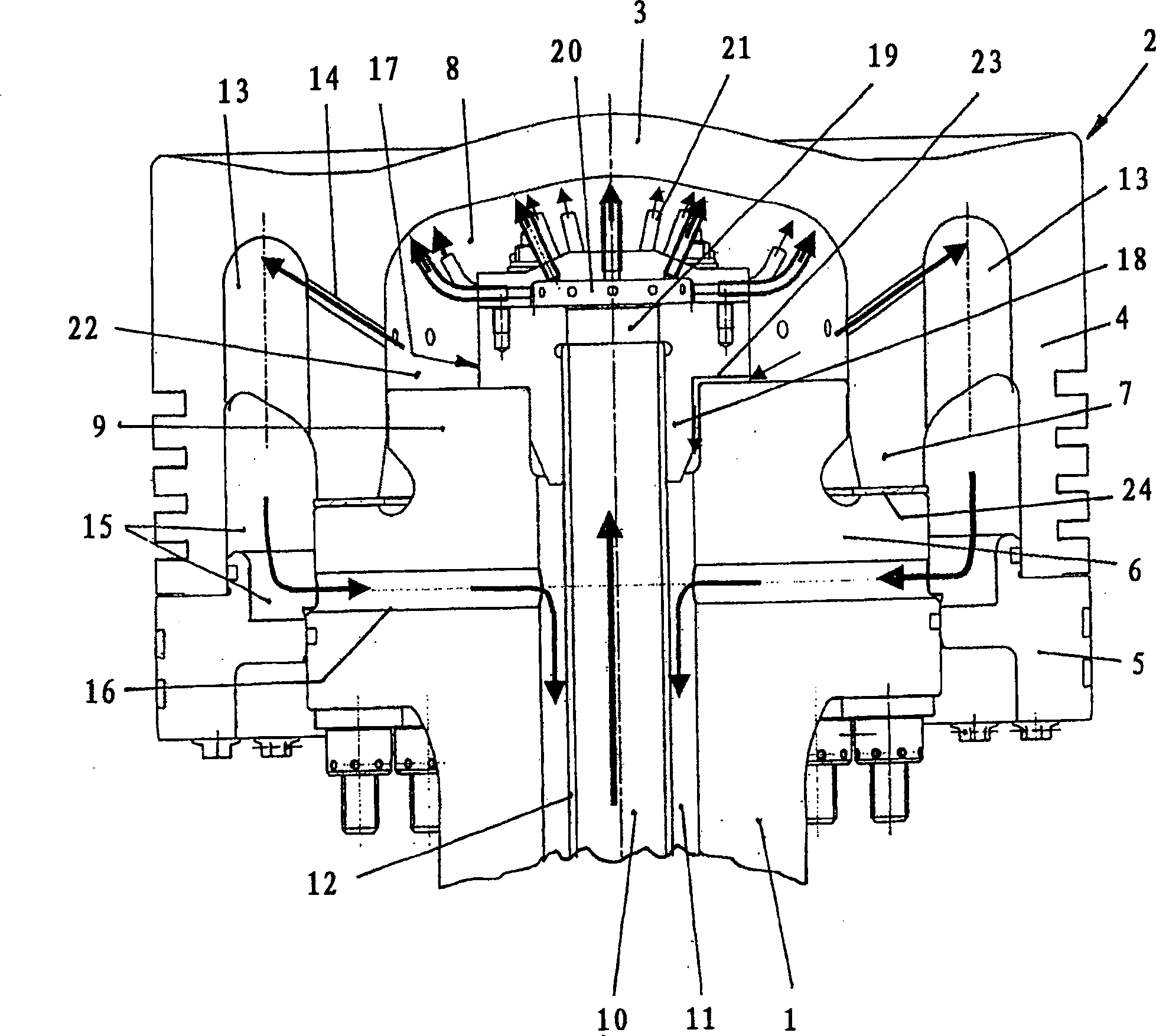 Piston for the crosshead engine