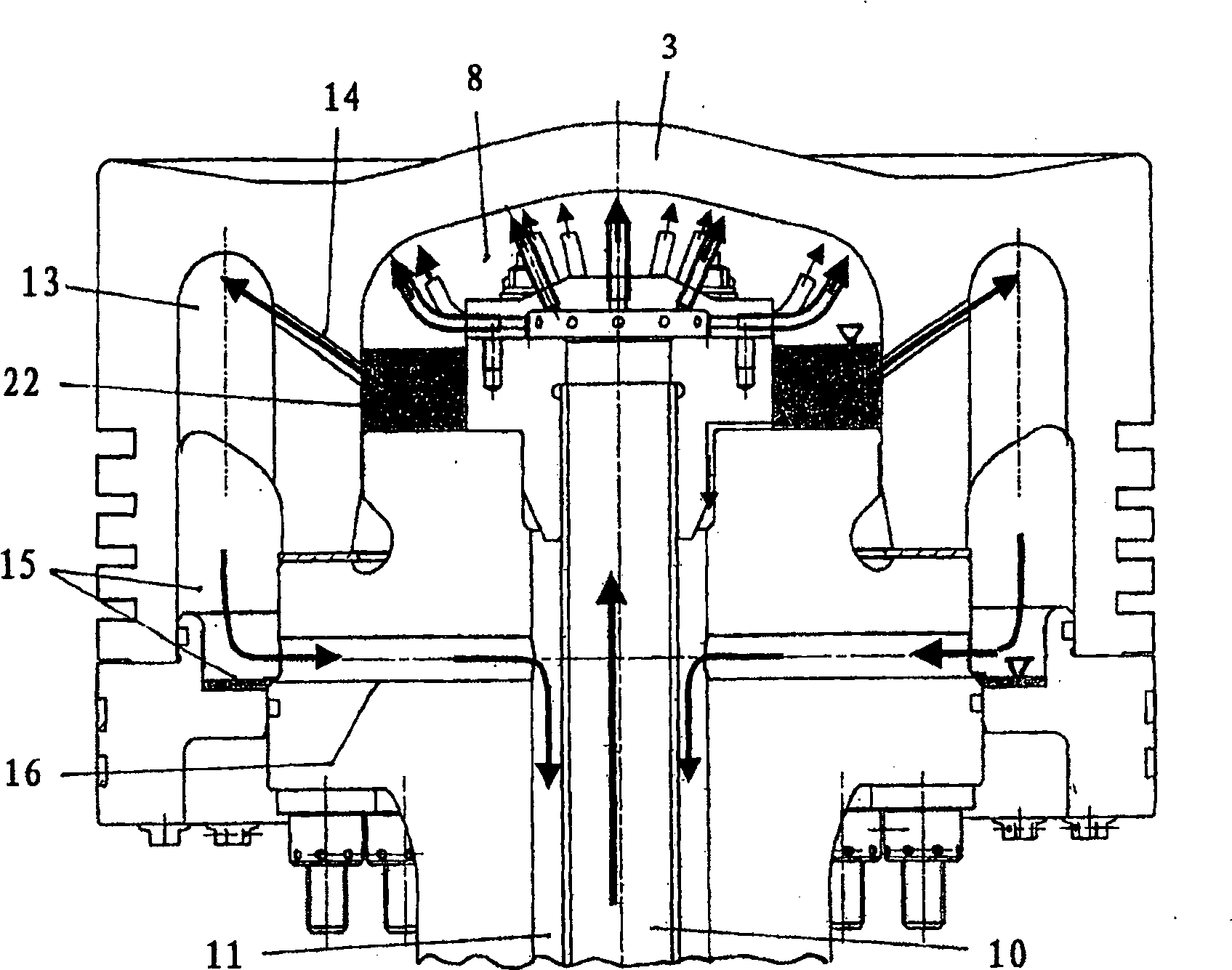 Piston for the crosshead engine