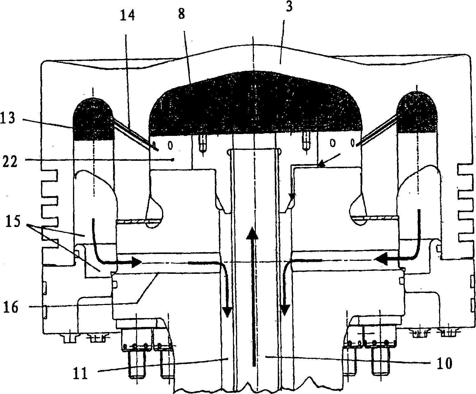 Piston for the crosshead engine