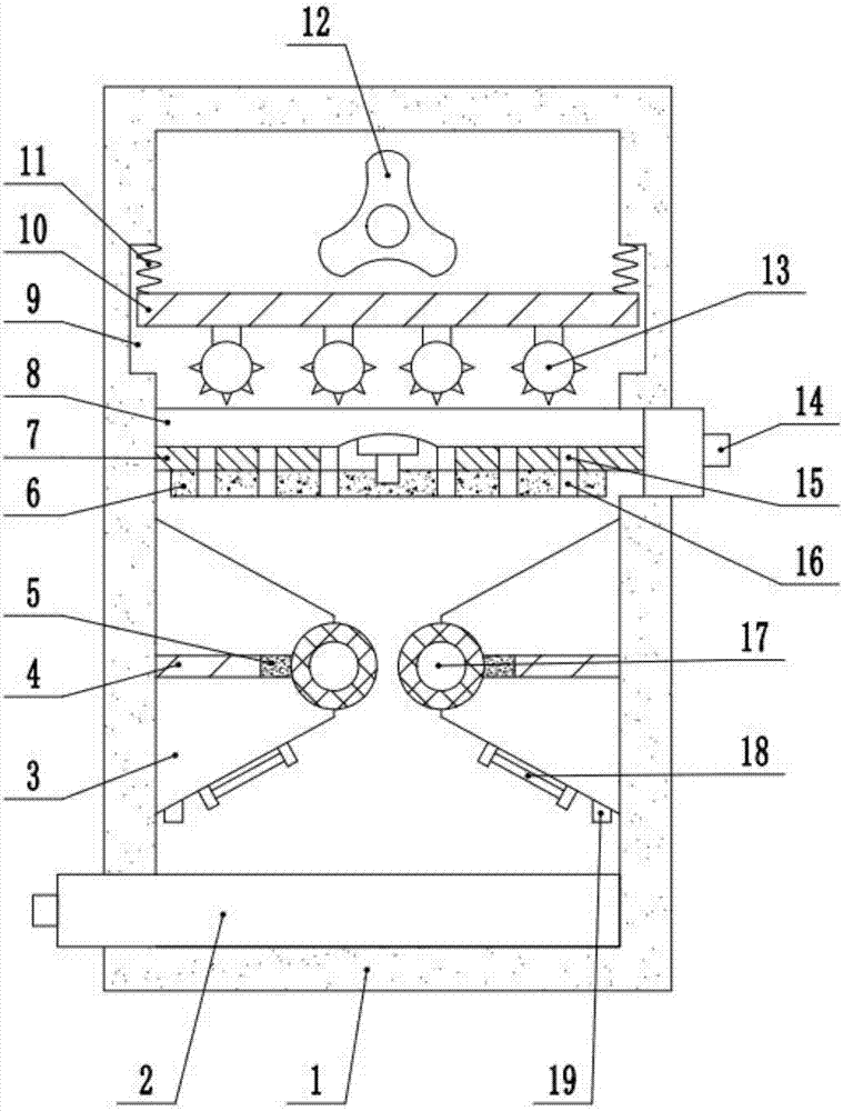 Drawer type medical glass pulverizing device