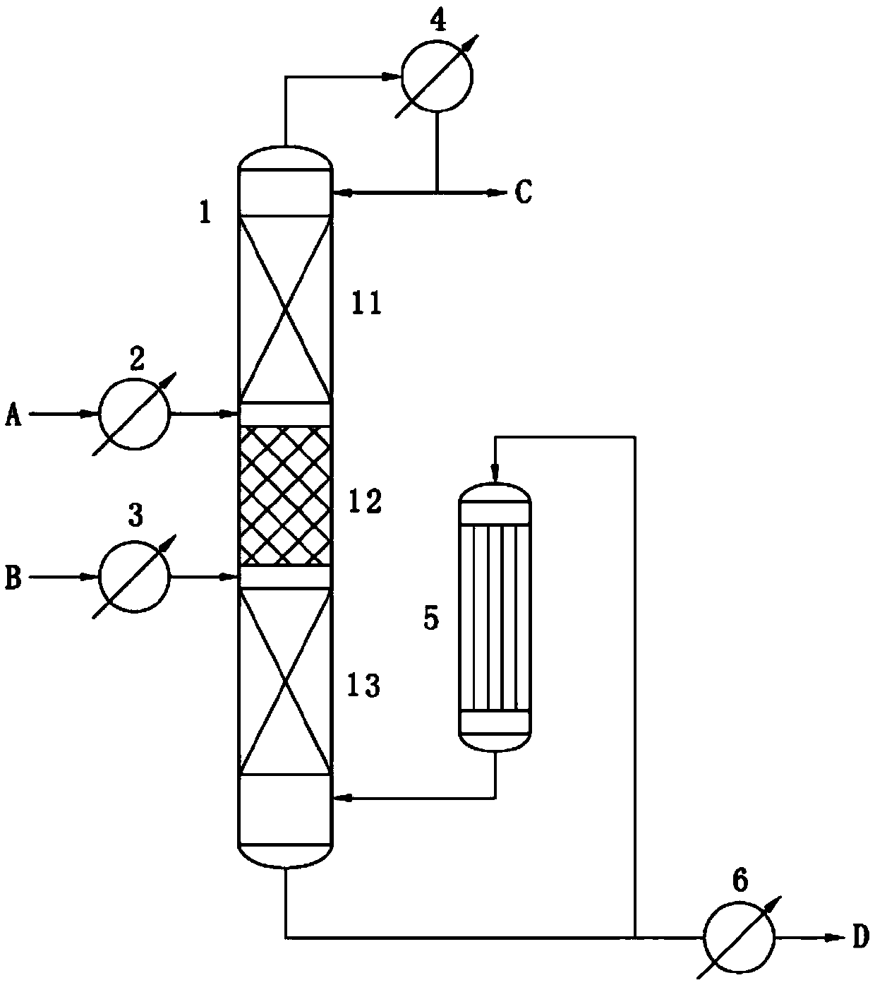 Method and device for synthetizing 4-hydroxy-2-butanone through catalytic reaction rectification