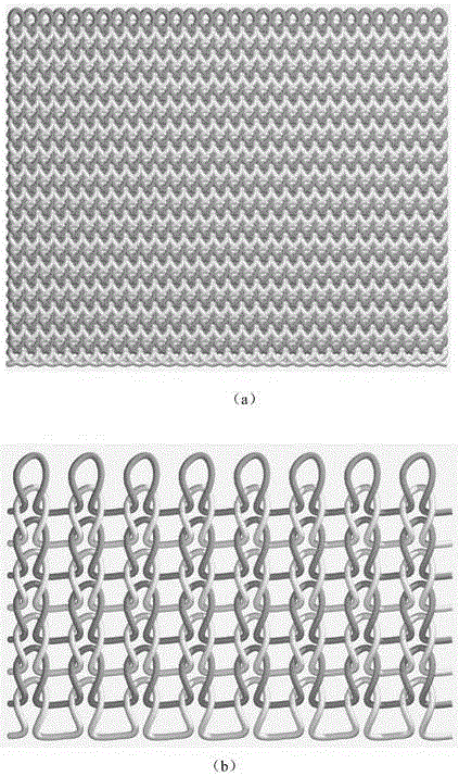 Spring model-based ball B spline tricot deformation simulation method