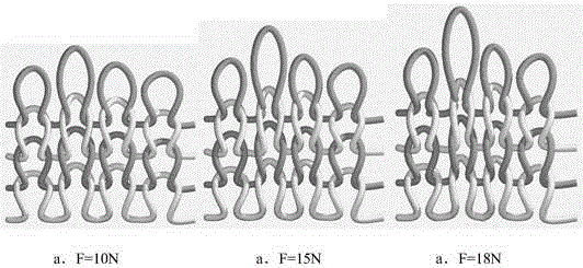 Spring model-based ball B spline tricot deformation simulation method