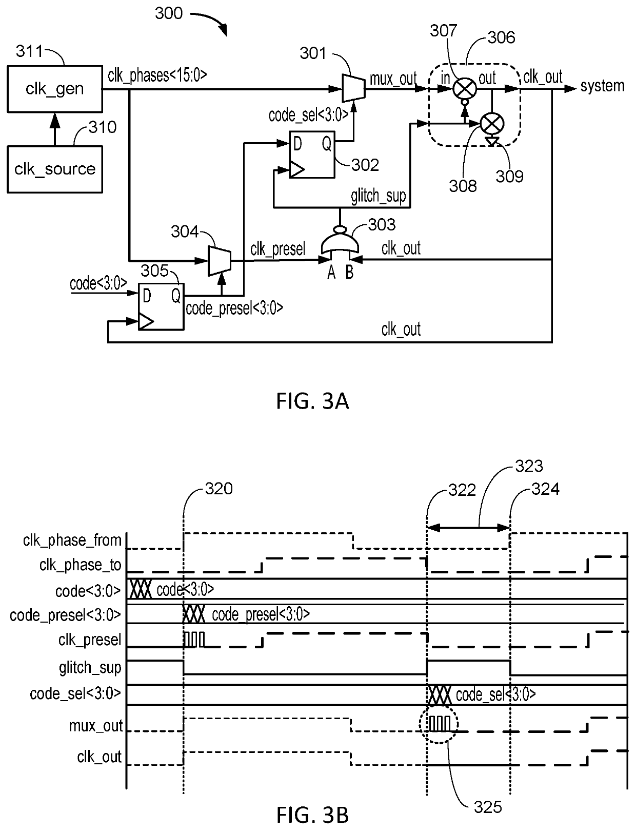 Apparatuses and methods for avoiding glitches when switching clock sources