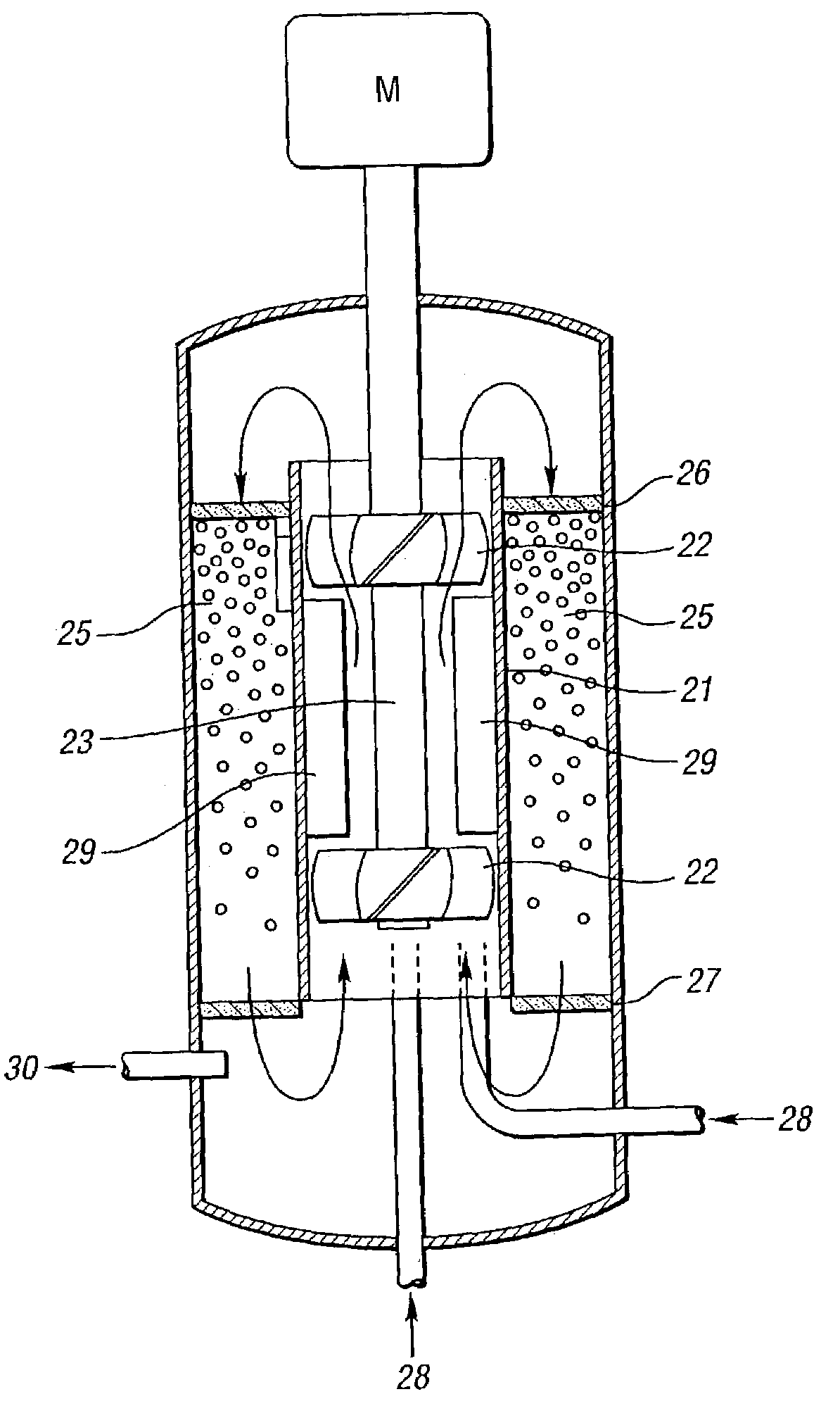 Multiphase reactor design incorporating filtration system for fixed--bed catalyst