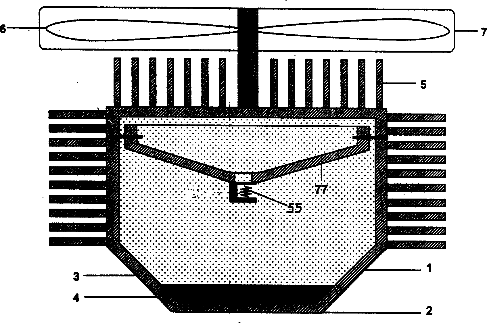 Solute-dissolving, temperature-reducing and cooling device for reducing computer chip temperature