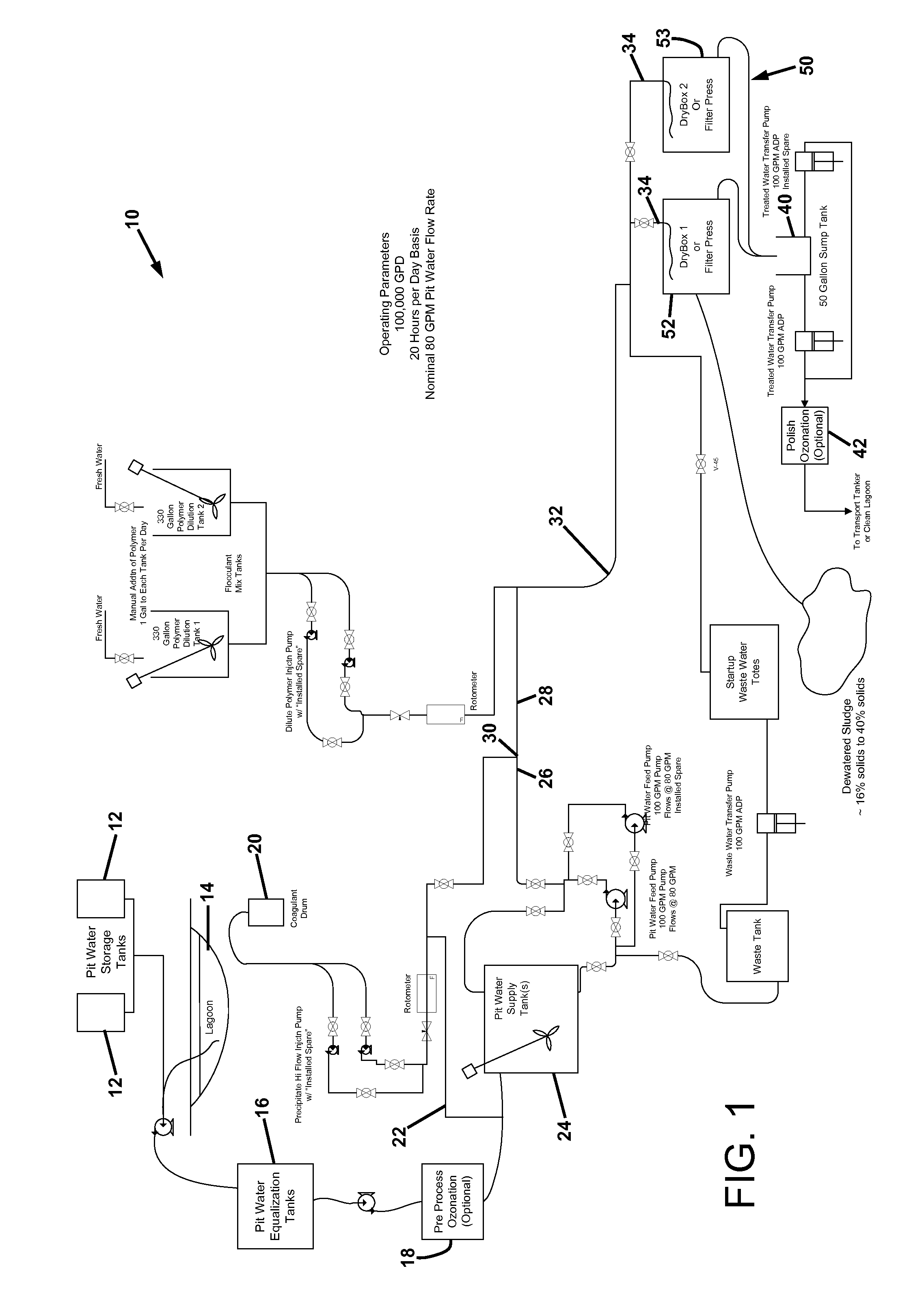 Method and apparatus for treating natural gas and oil well drilling waste water