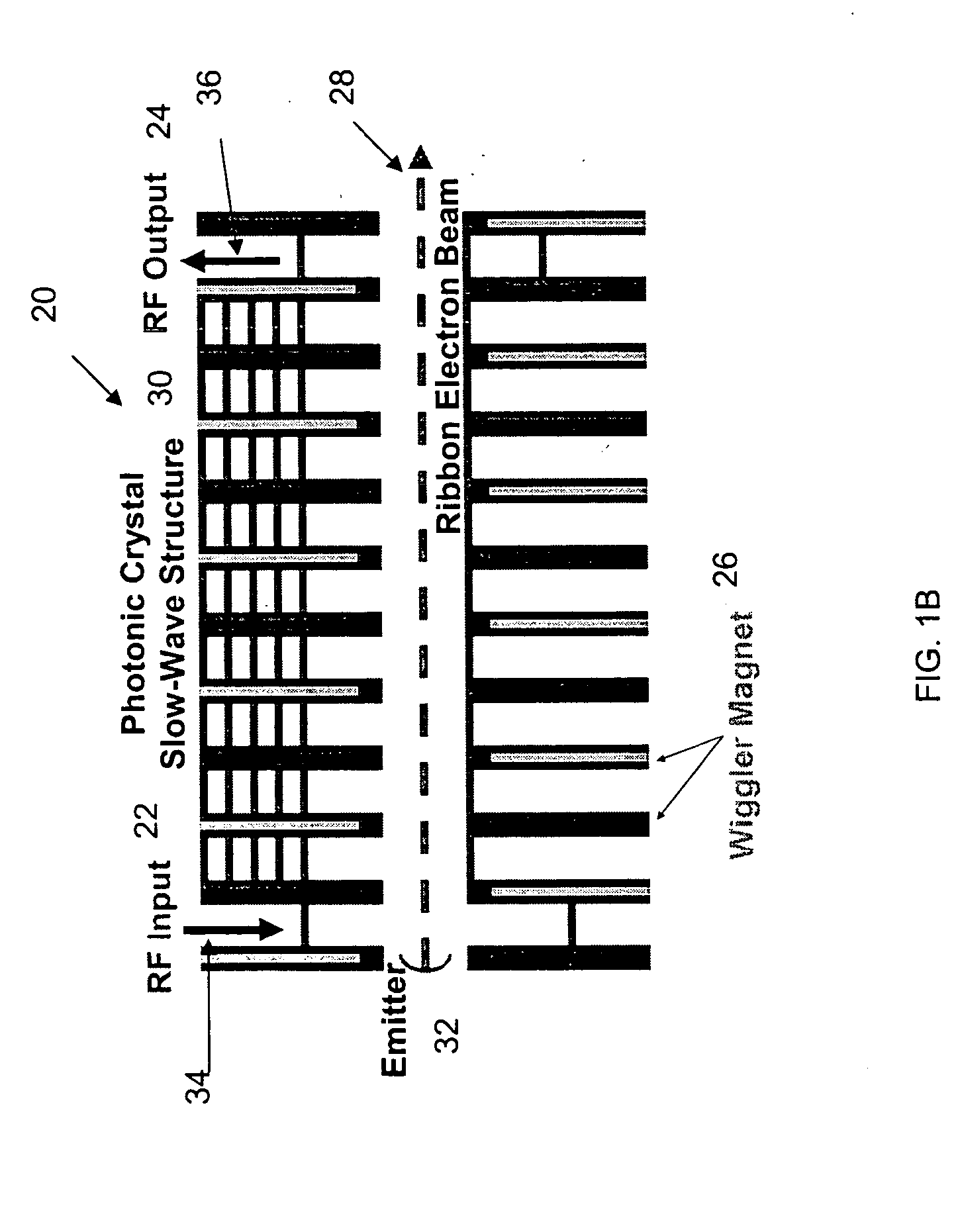 Photonic crystal ribbon-beam traveling wave amplifier